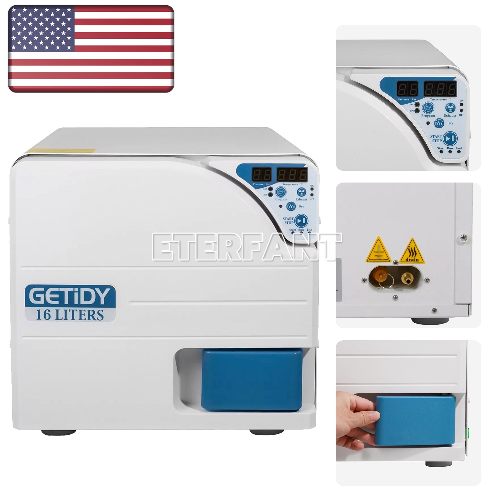 16L Class N Dental Medical Autoclave Steam Sterilizer Drying Function JCH-16 USA