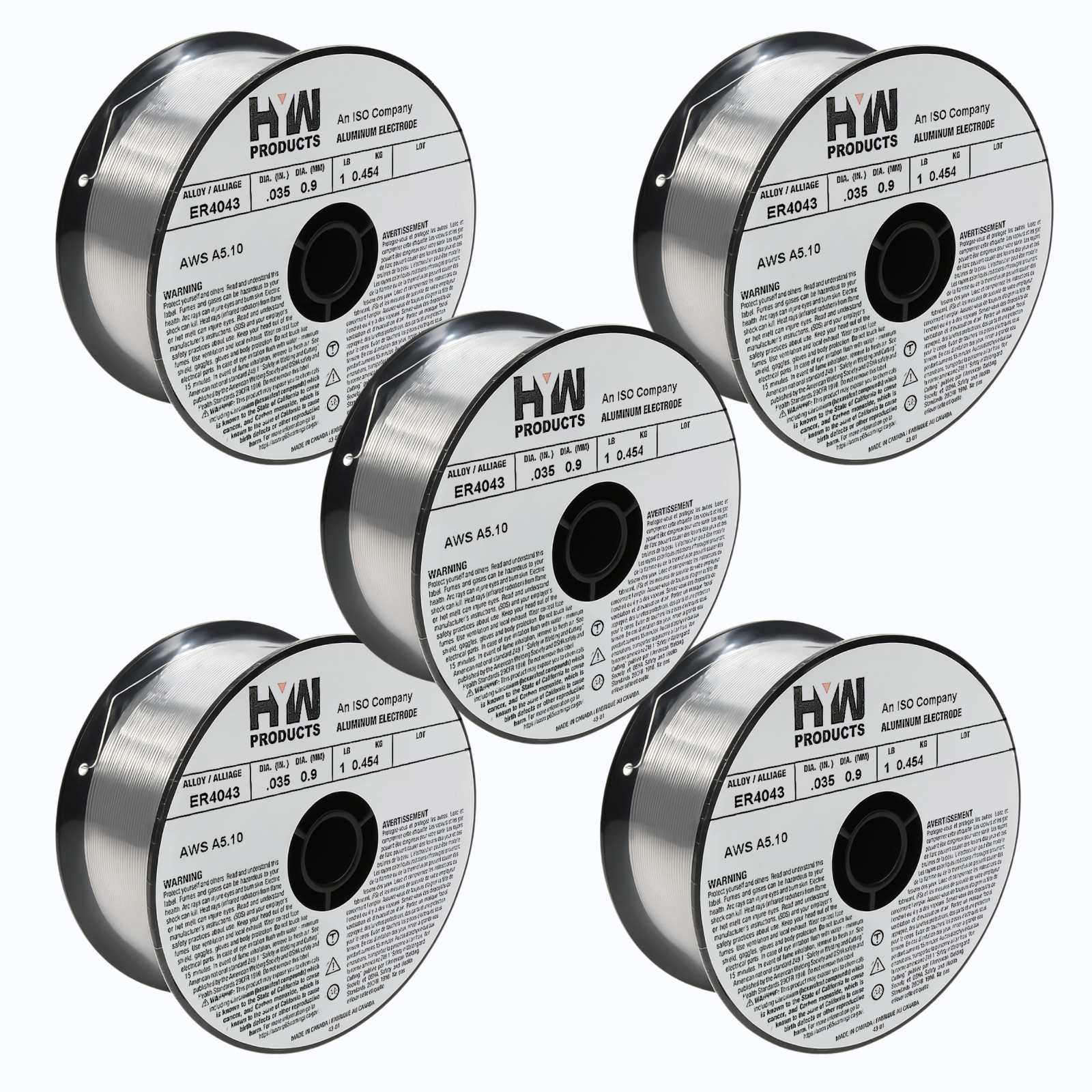 ER4043 Mig .035" Aluminum Welding Wire 1-LB Roll (Made in North America) 5-Pack