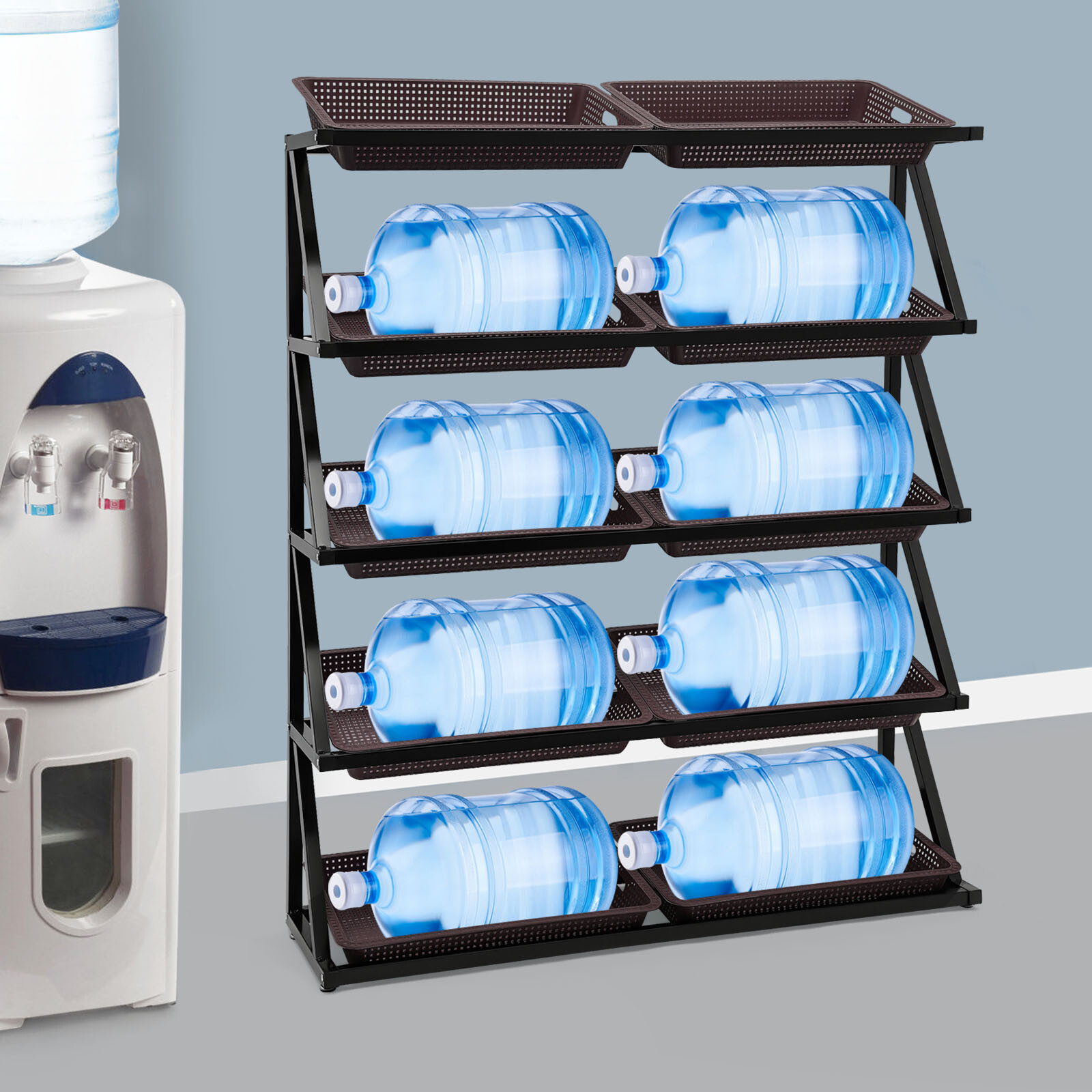 Market Retail Display Rack Shelf + 10x Merchandiser Fruit Vegetable Snack Basket