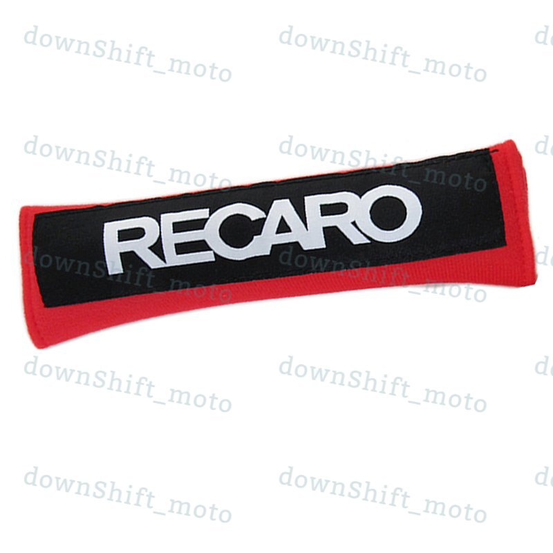 X2 Red RECARO Logo Racing Embroidery Soft Cotton Seat Belt Cover Shoulder Pads