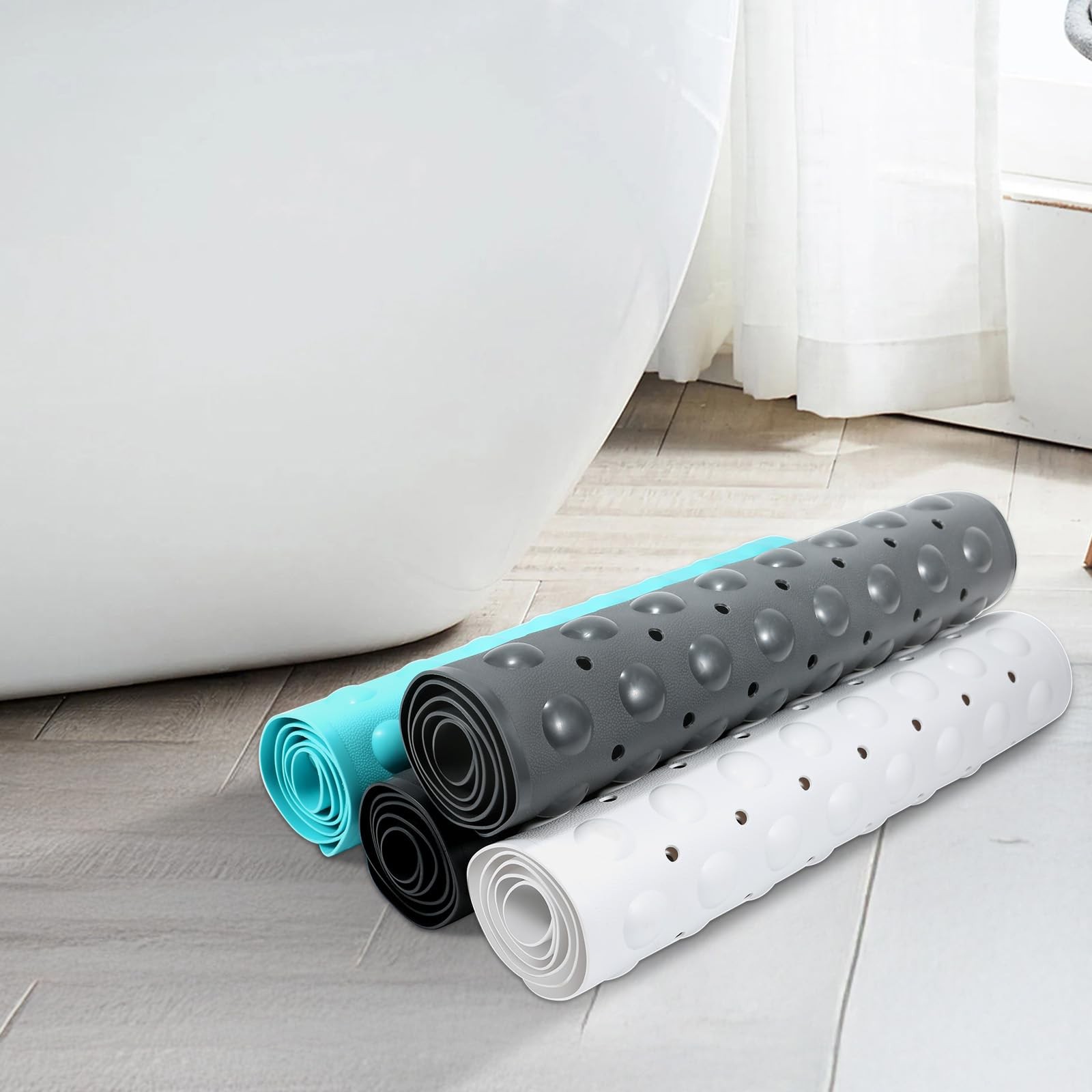 WarmSnow（is TPE, Not PVC） Long Bathtub Mat Non Slip 39.5 x 16 Inch, Inside Sh...