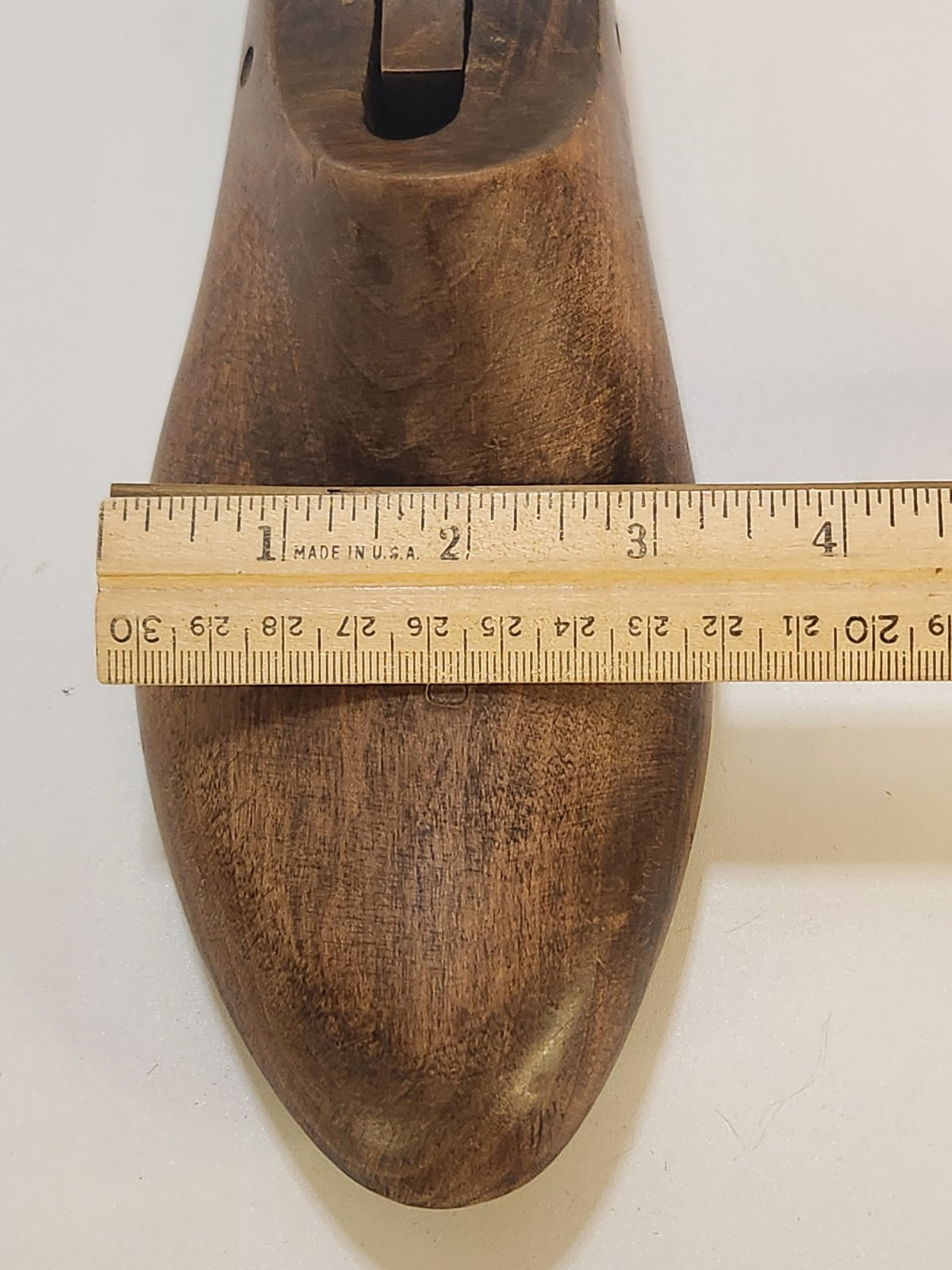 VTG Wood Shoe Cobbler Form Mold Primitive Antique Folk Art Decor Hinged Knob 11"