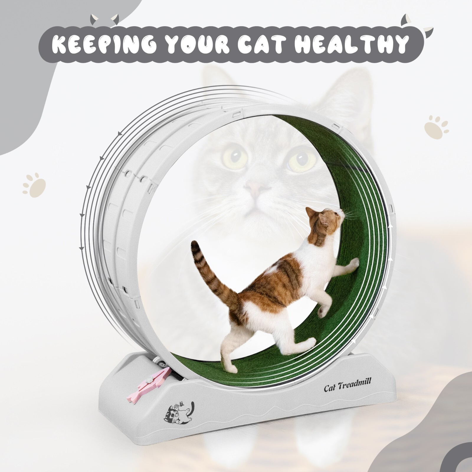 COZIWOW 31.5" Cat Treadmill Exercise Running Wheel Nonslip Carpet Teaser Indoor
