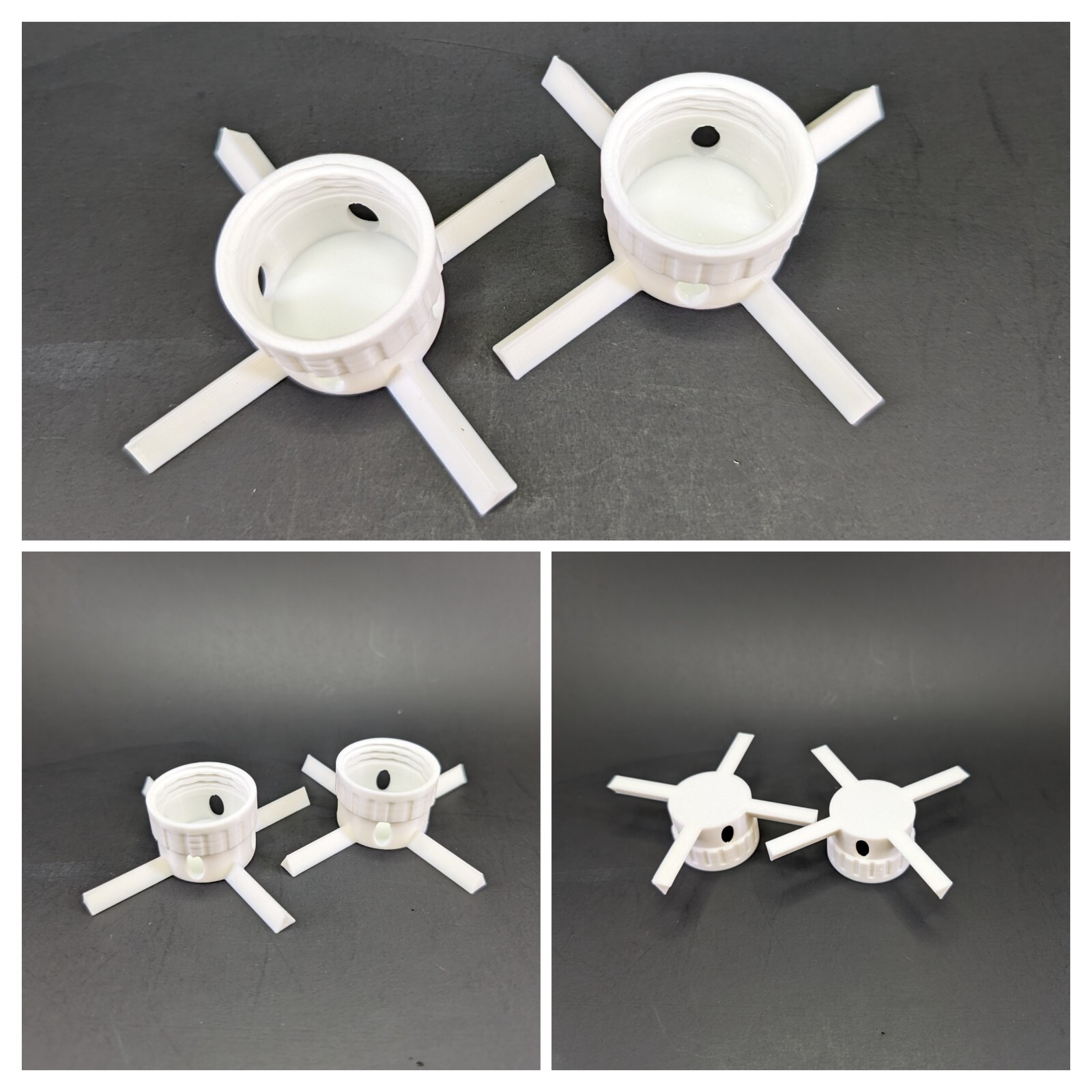 Set of soda bottle adapters for self watering microgreen grower