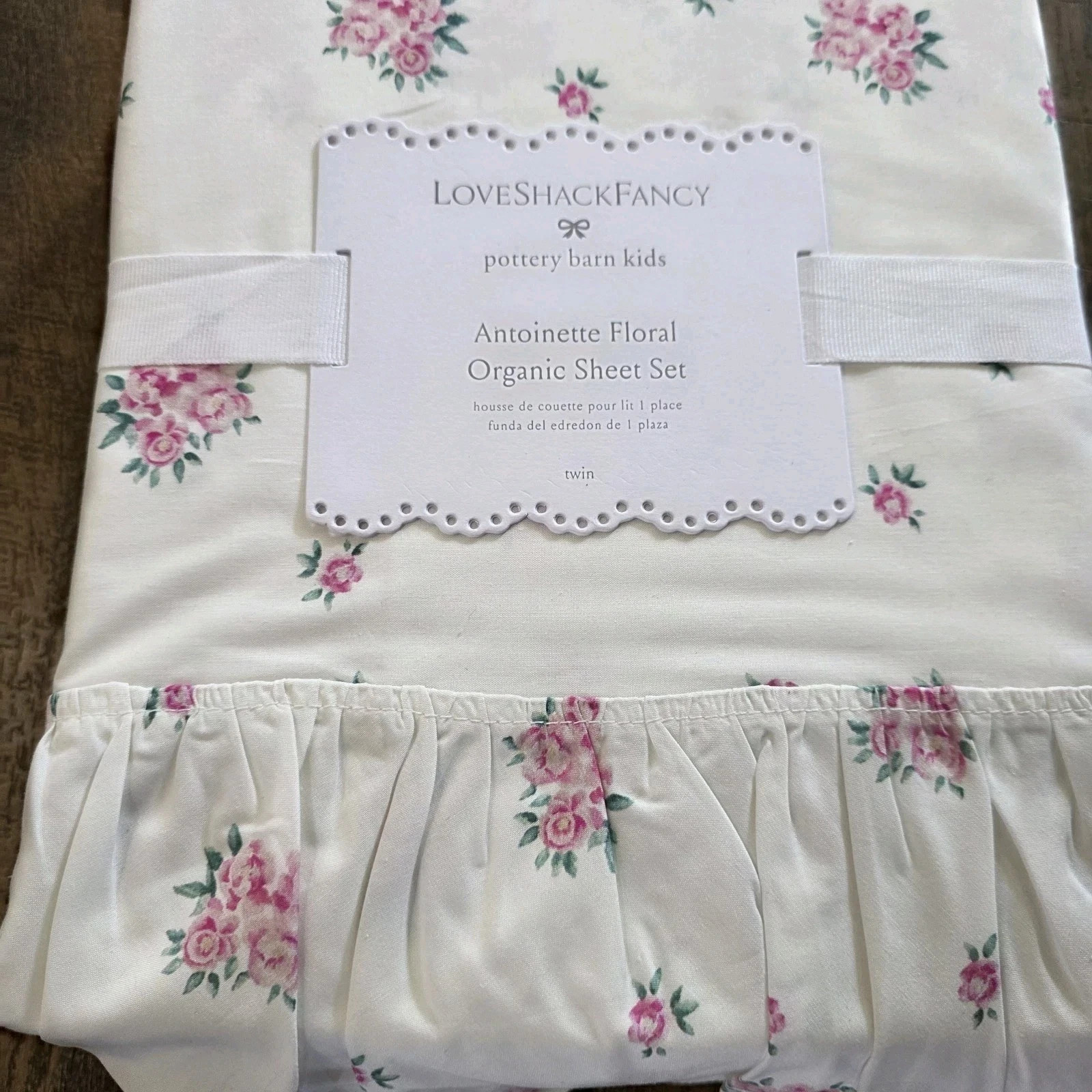 New Pottery Barn Kids LoveShackFancy Antoinette Ruffle Organic TWIN Sheet Set