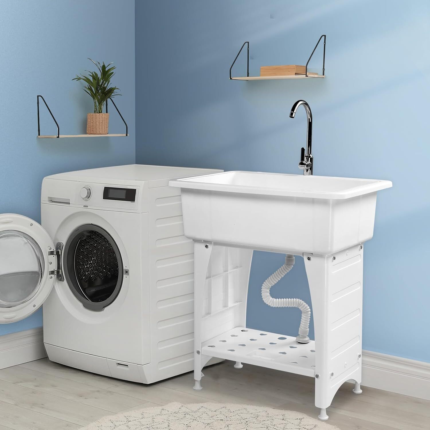 Upgrade Height Utility Sink Laundry Tub Freestanding Utility Sink with Faucet