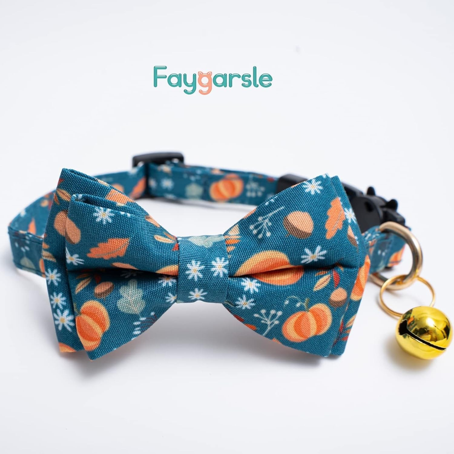 2 Pack Cotton Fall Cat Collar with Bell and Bow Tie (Orange and Blue)