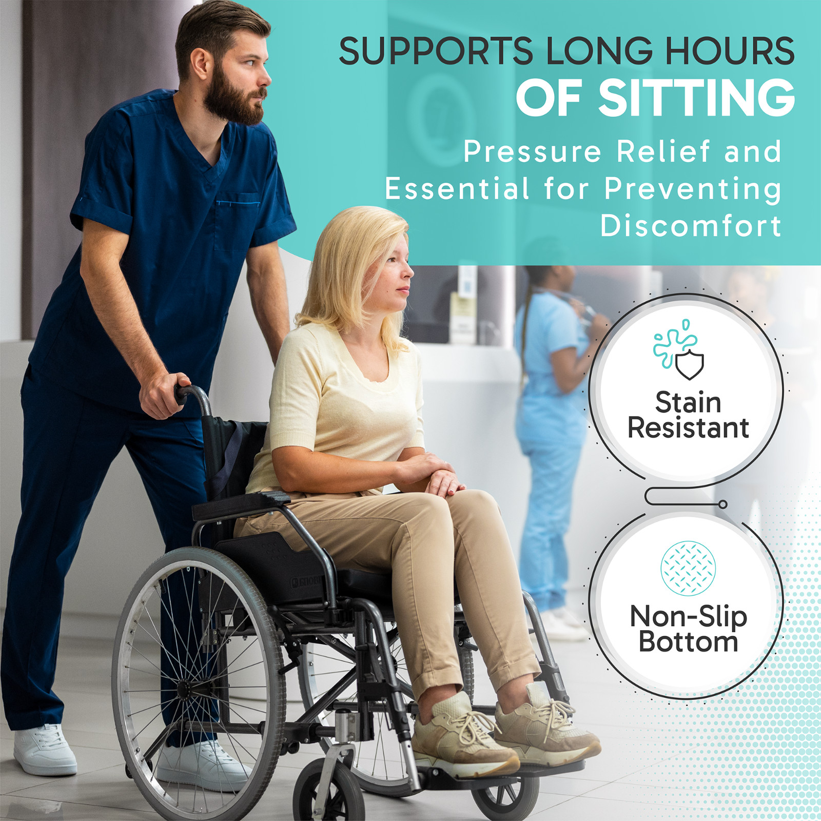 Wheelchair Cushions Comfortable Thick Memory Foam Seat Cushion Pressure Relief