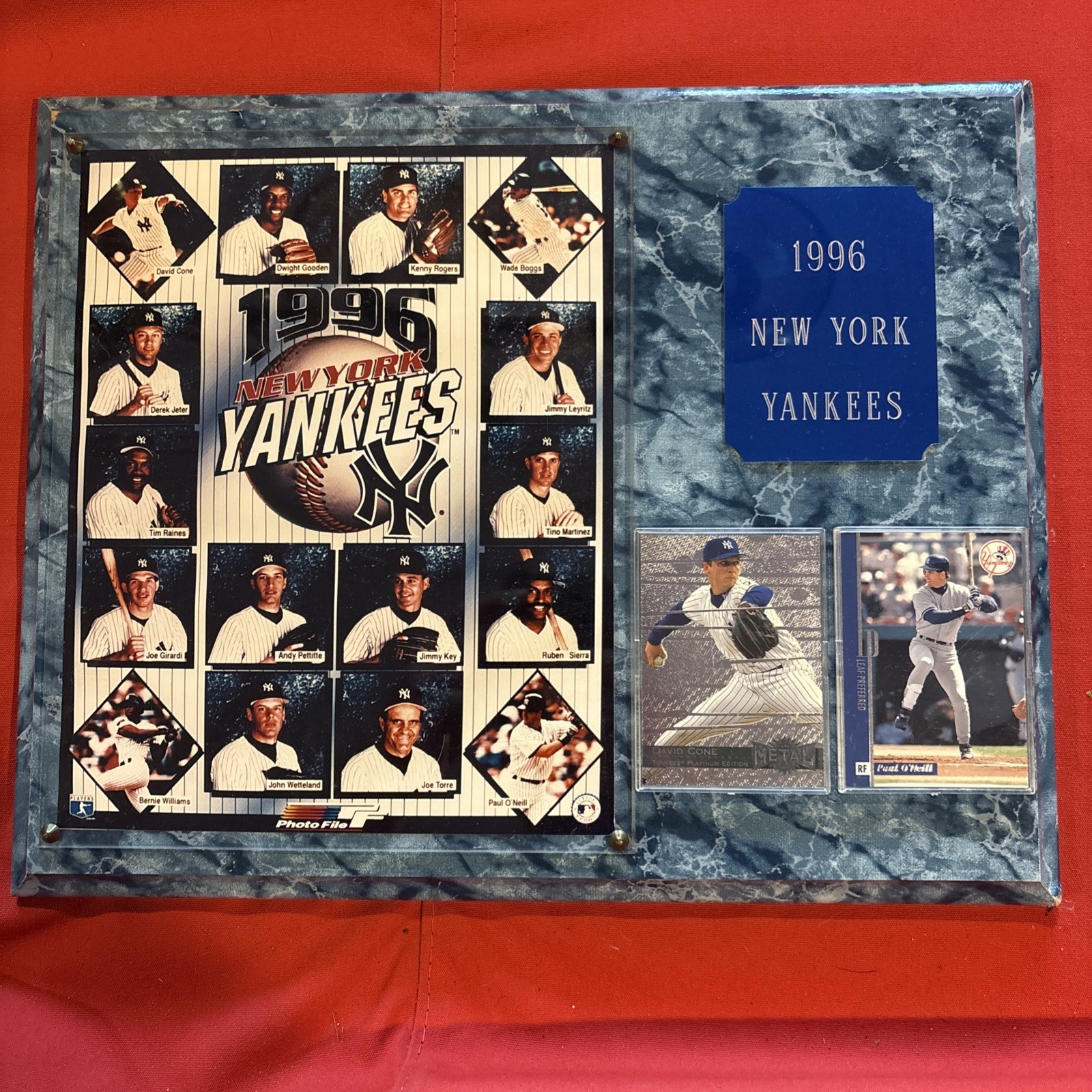 Vintage 1996 New York Yankees Team Roster Photo Wall Plaque- Jeter Gooden Rivera