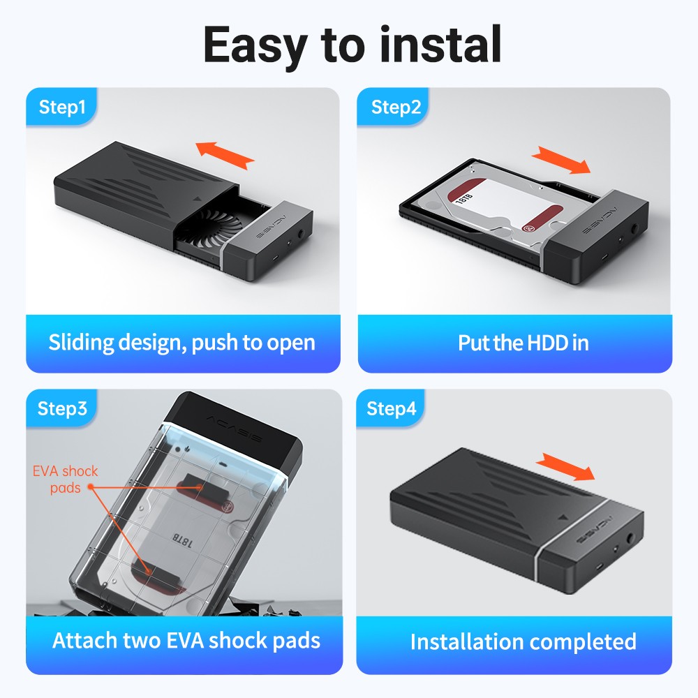 Acasis 2.5/3.5 Inch Plastic USB 3.0 to SATA Hard Drive Enclosure