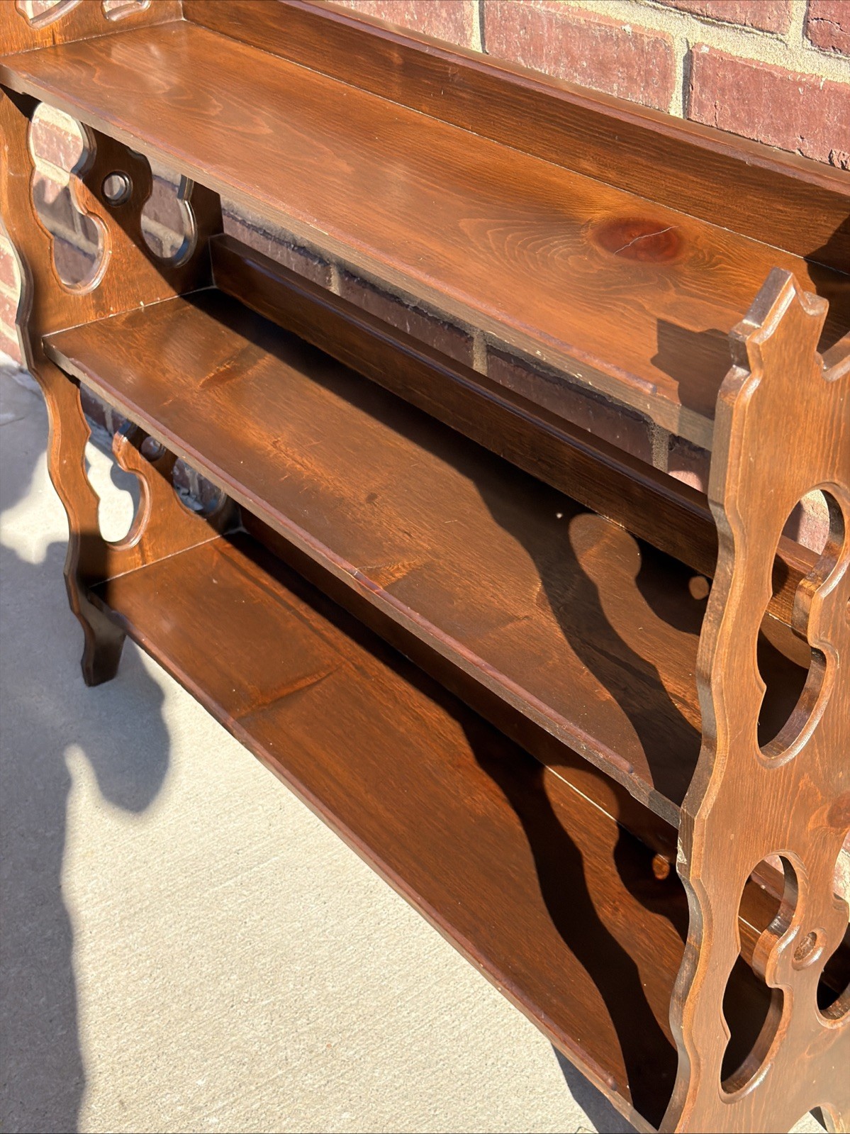 Antique 3 Shelf Wood Bookshelf, Victorian 37”L 33.5”H 9”D