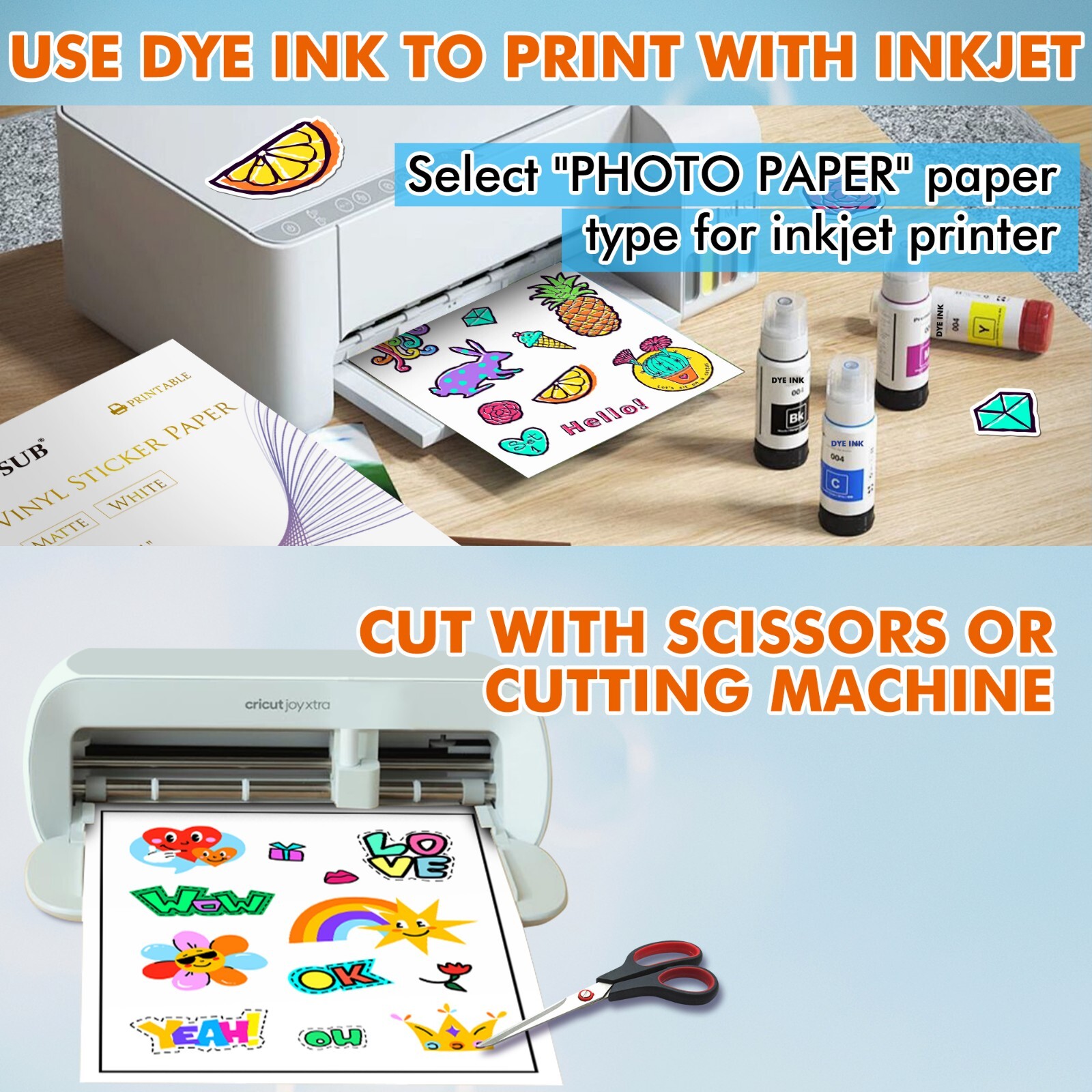 A-SUB Printable Vinyl Sticker Paper for Inkjet Waterproof Matte White 50-200 PK