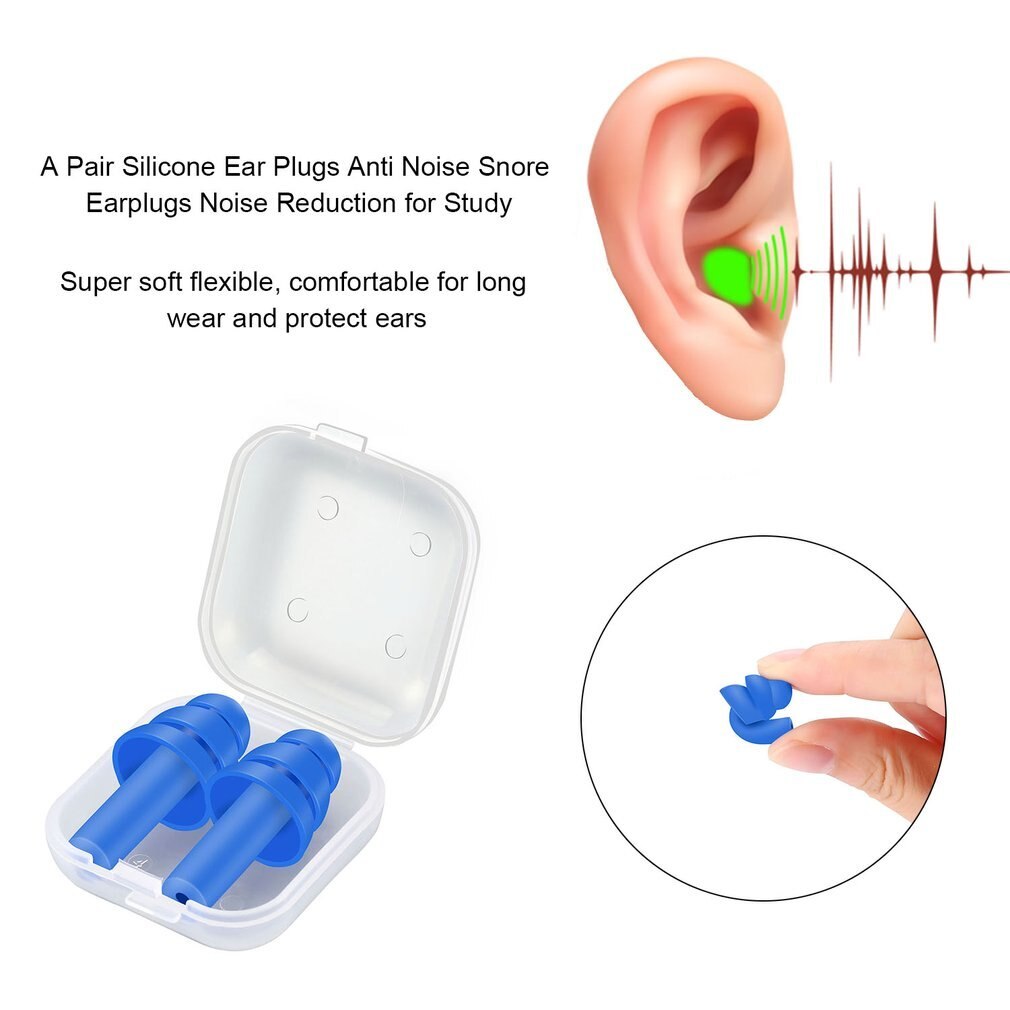 2 Pairs Diving Earplugs Waterproof Swimming Silicone Blue Ear Plugs Motorcycle
