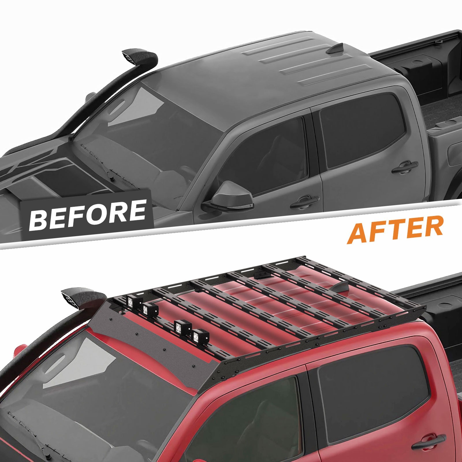 US For 2005-2023 Toyota Tacoma Double Cab Roof Rack Cargo Carrier w/LED Light