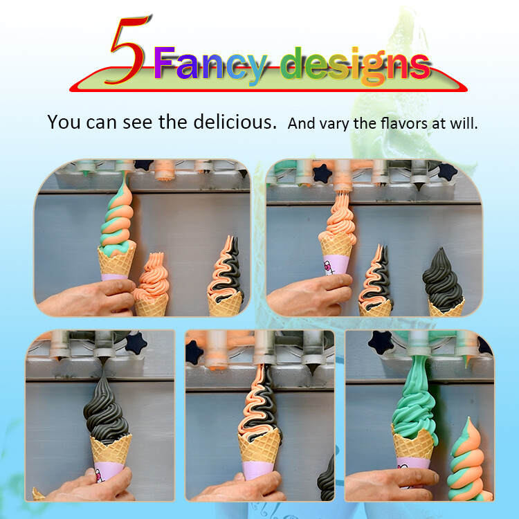 KolIce Commercial ETL 5 Flavors Soft Ice Cream Machine,Yogurt Ice Cream Maker