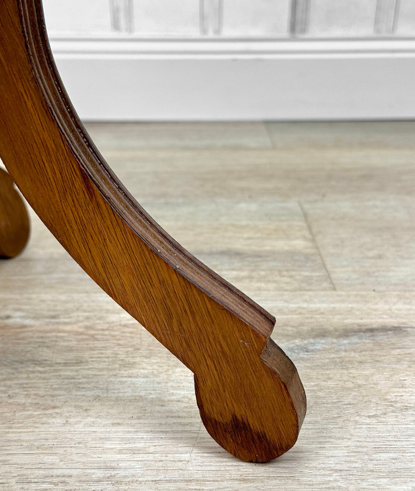 Vintage Traditional Turned Walnut & Marble Plant Stand Pedestal