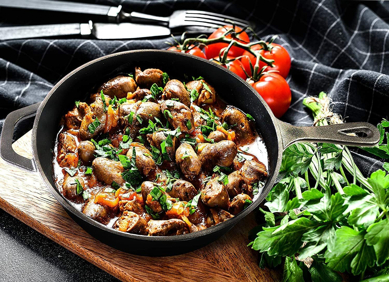 Pre-Seasoned 12.5 Inch Cast Iron Skillet Multipurpose Use by Utopia Kitchen