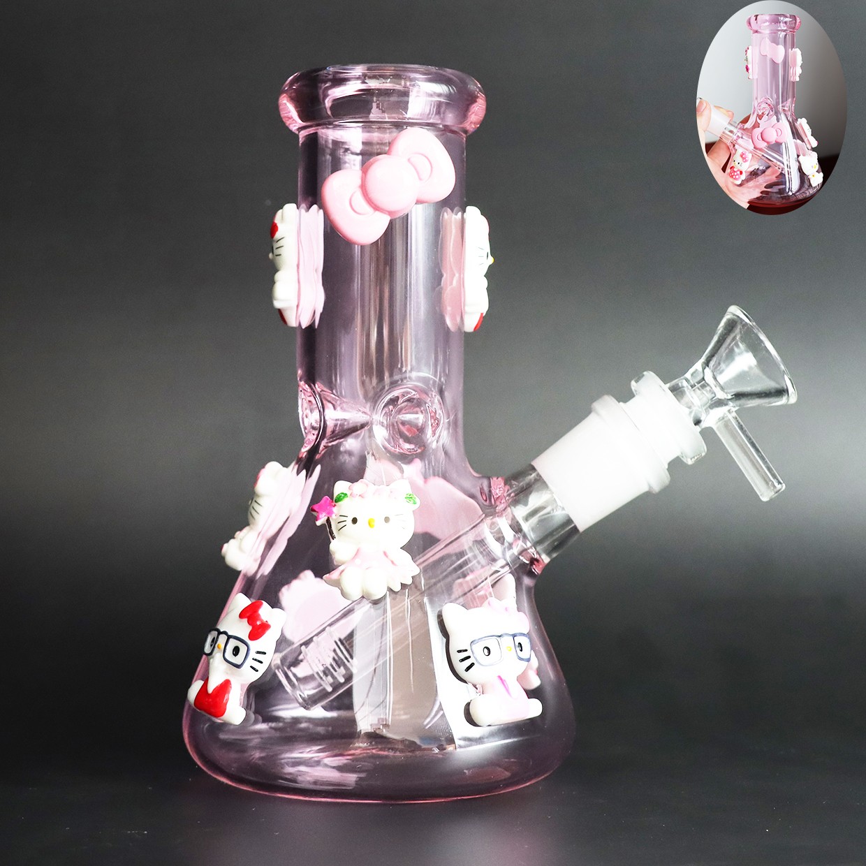 Mini Pink Hello Kitty 6.5''Hookah Glass Smoking Waterpipe BEAKER bong &14mm*USA*