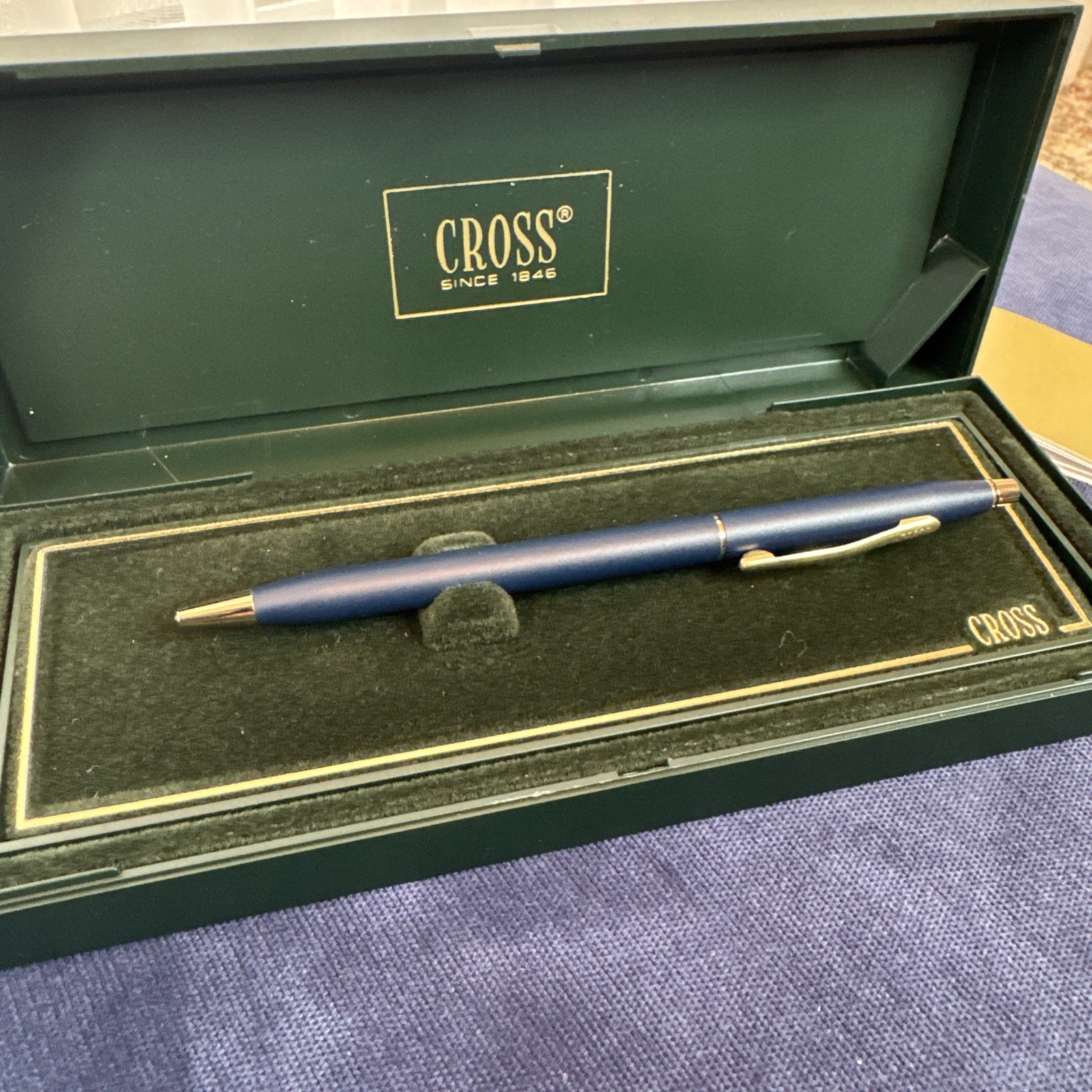 CROSS CLASSIC CENTURY SATIN BLUE WITH 23KT GOLD TRIM BALLPOINT PEN