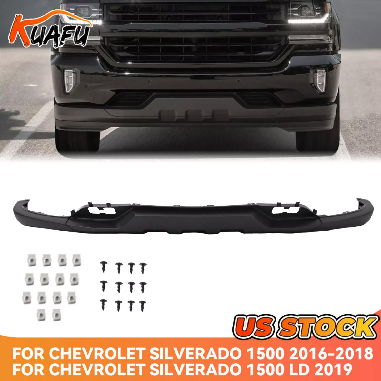 Front Bumper Valance For Chevrolet Silverado 1500 2016-2018  W/Tow Hook Holes