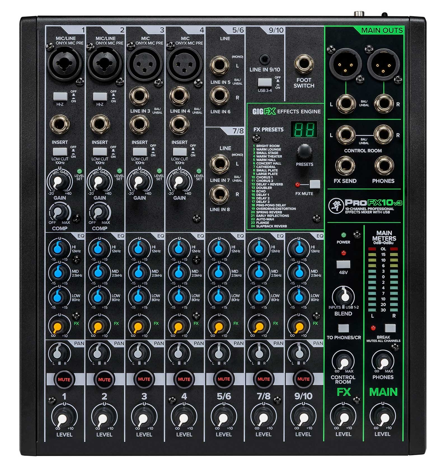 Mackie ProFX10v3 10-Channel Professional Effects Mixer w/USB ProFX10 v3