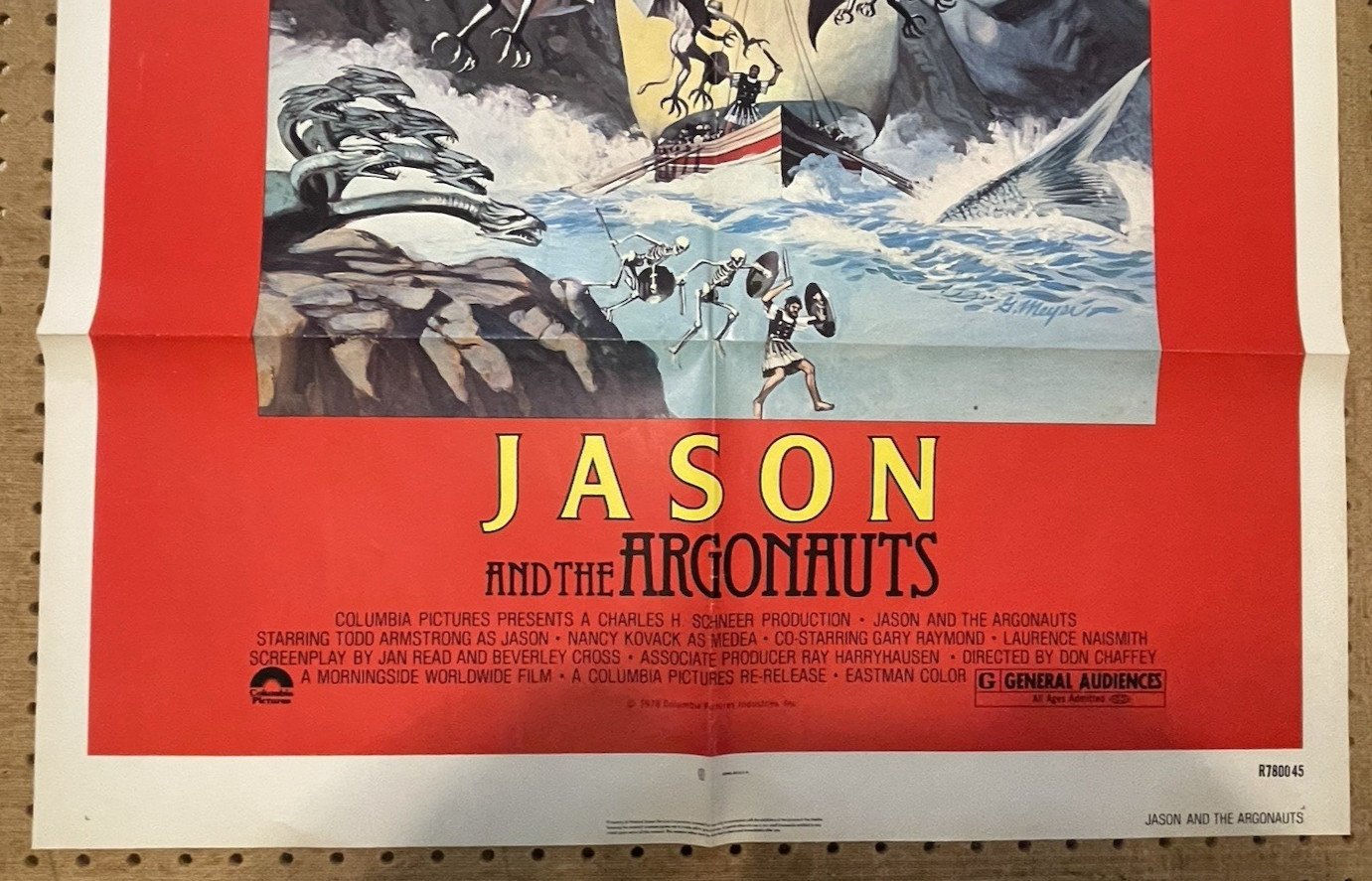 ORIG. MOVIE POSTER~ JASON & THE ARGONAUTS~1963/1978 RE~ ONE SHEET 27X40-3/4"