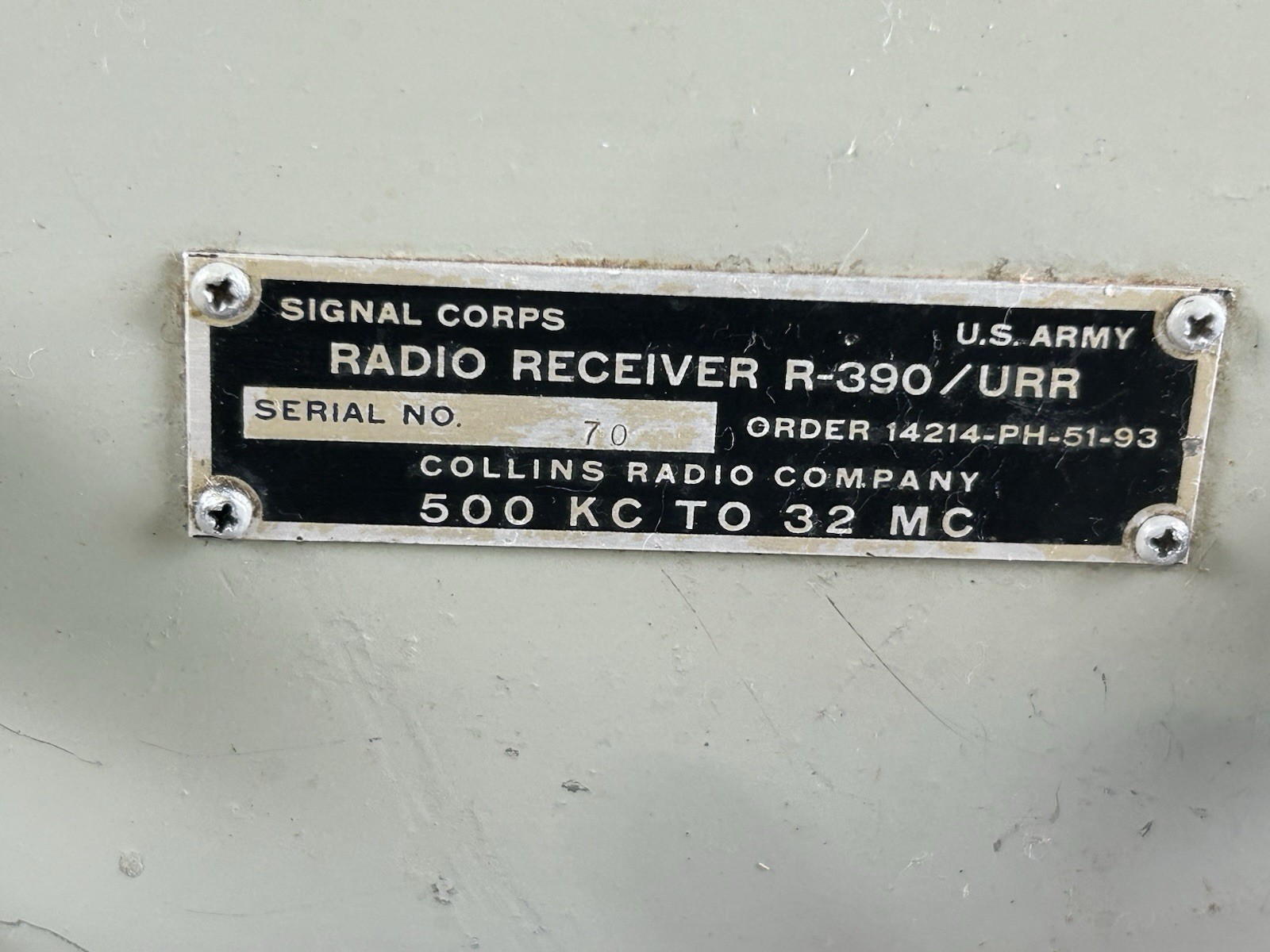 Vintage Collins R-390/URR Army Tube Ham Radio Communications Receiver SN 70
