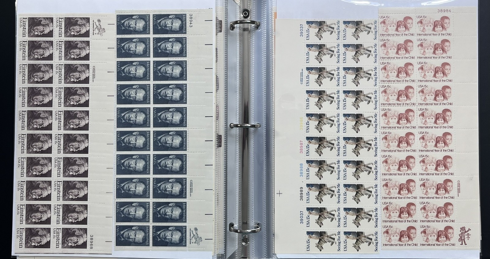 US PLATE BLOCKS, SHEETS, STRIPS, BLOCKS IN 3-RING BINDER, MNH FACE $180, LOT#93