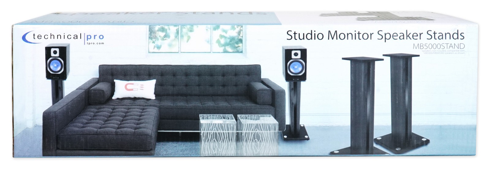 2 Technical Pro MB5000STAND Studio Monitor Bookshelf Home Theater Speaker Stands