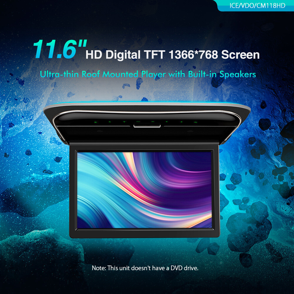 11.6" Screen Car Roof Overhead Celling Flip Down Monitor Video Player HDMI USB