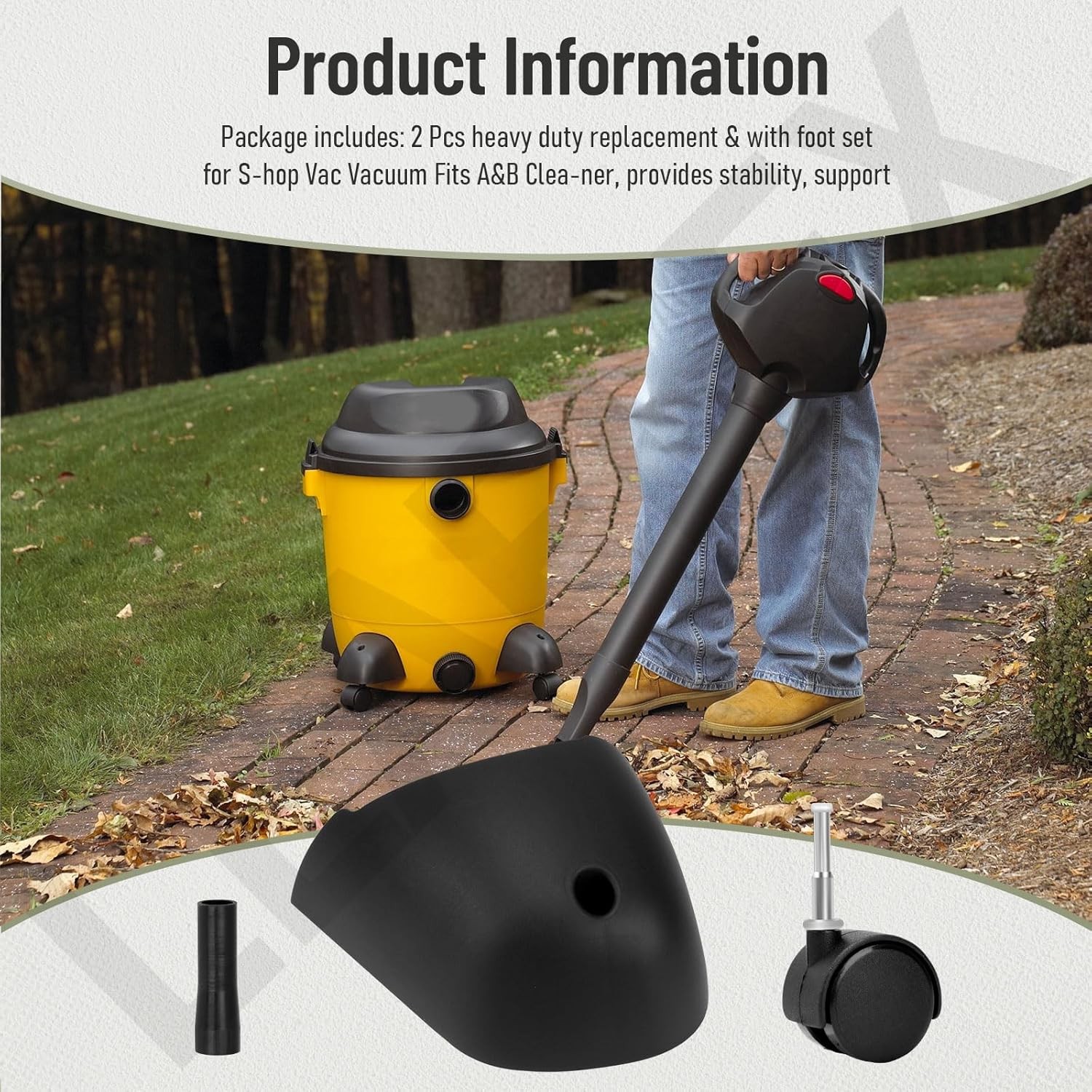 HEAVY DUTY CASTER WHEELS WITH CASTER FOOT KIT FOR SHOP VAC VACUUM A&B CLEANER W