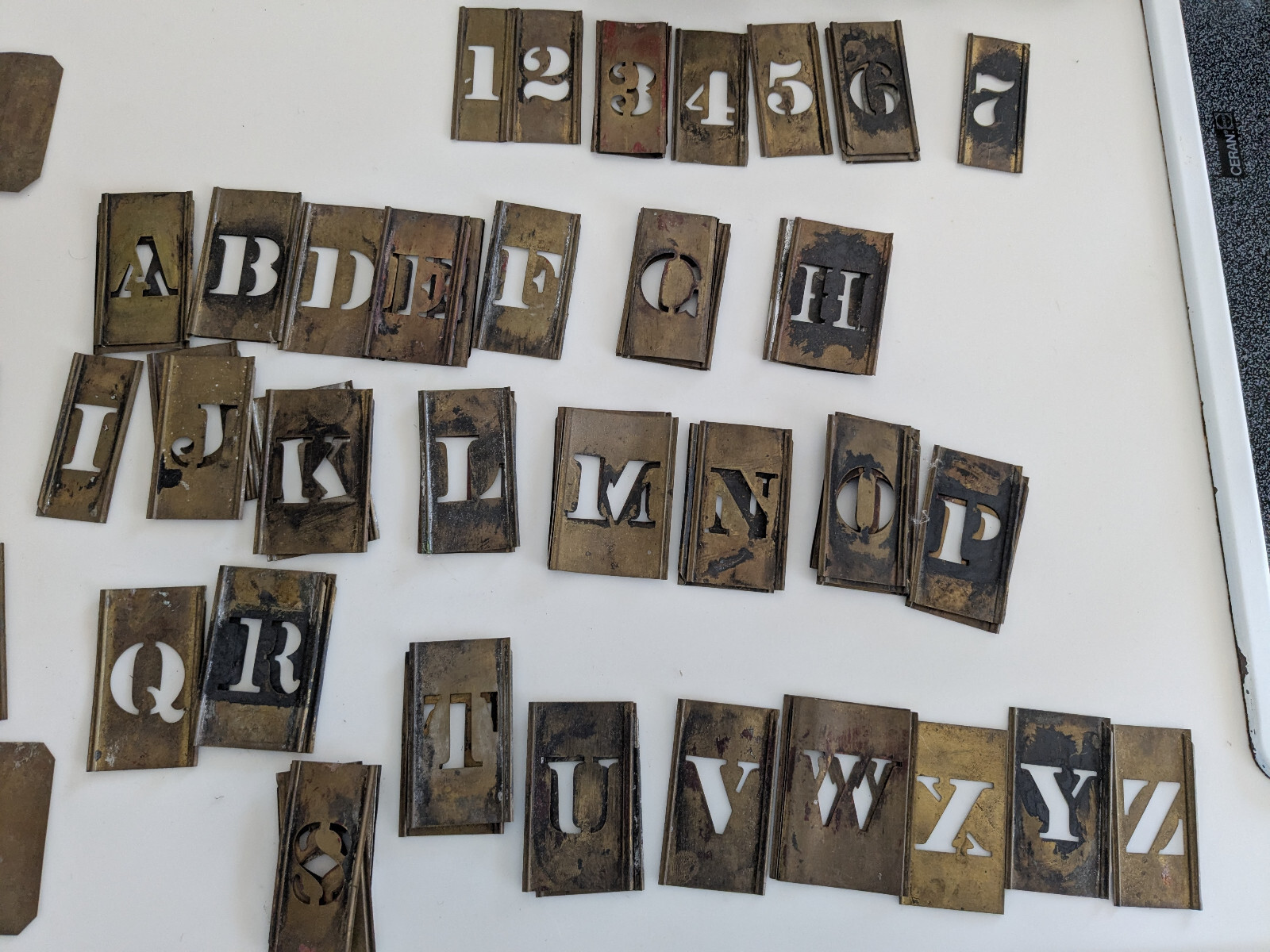 58Pc Brass Stencils Vntg Reese? 2.5" Letters/ Numbers For Signs Antique NoC 8-0