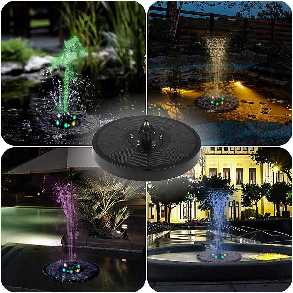 LED Solar Power Bird Bath Water Fountain Pump Floating Outdoor Pond Pool Decor
