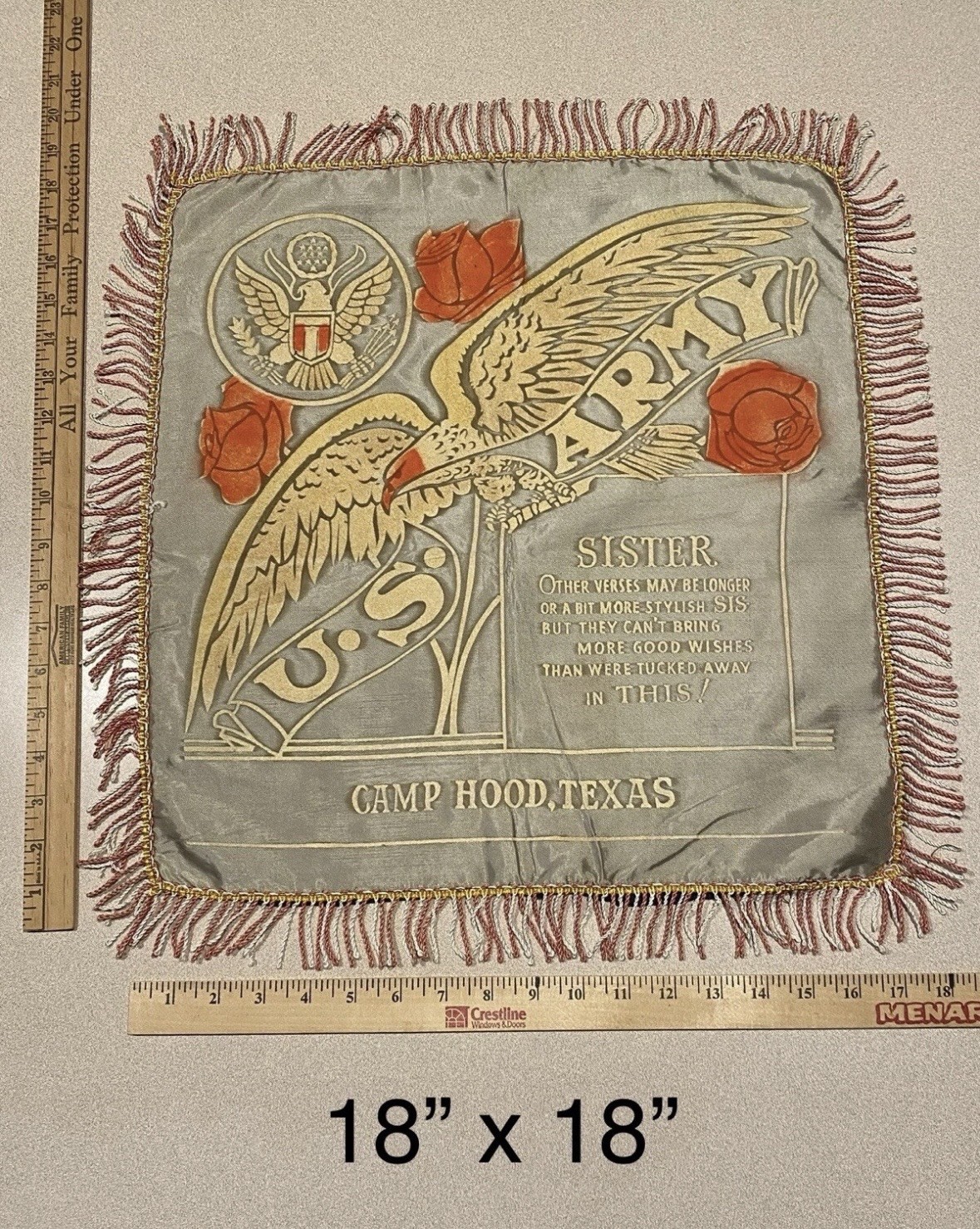 8 Vtg 1940s Military WWll Satin Souvenir Sweetheart Pillow Shams (1 is Velvet)