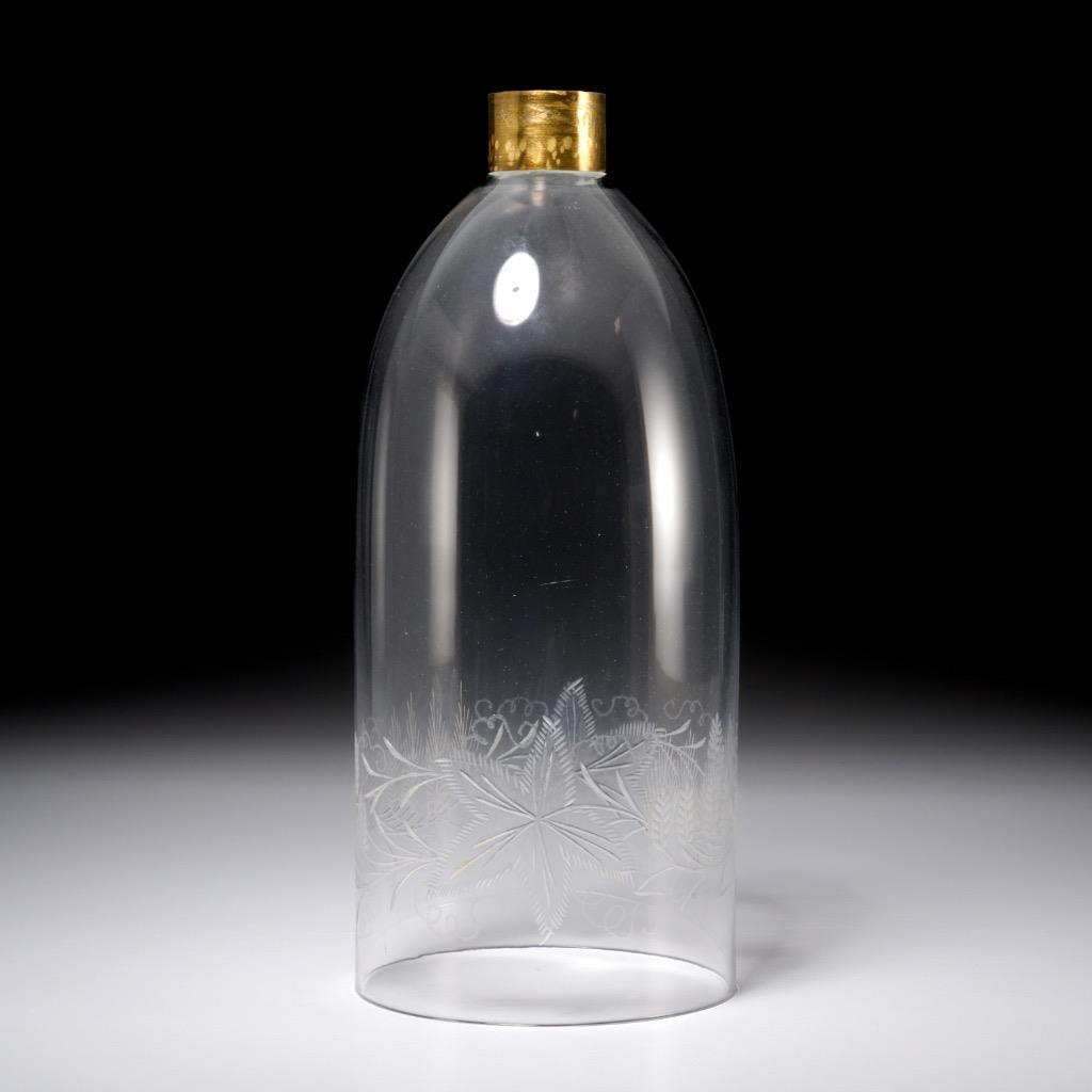 Etched Glass Wheat Hanging Hurricane Chimney Lamp Shade Bell Jar Cloche 14.5"h