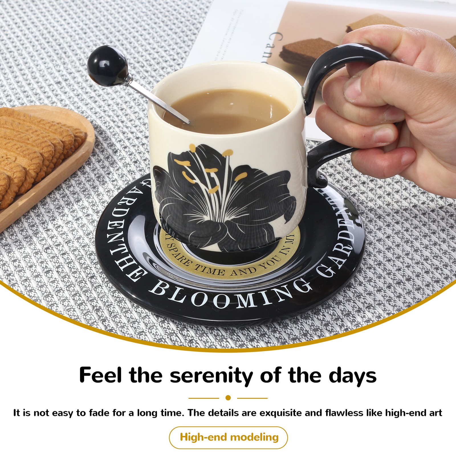 Ceramic Coffee Mugs Retro Style Afternoon Tea Mugs for Home Use, White