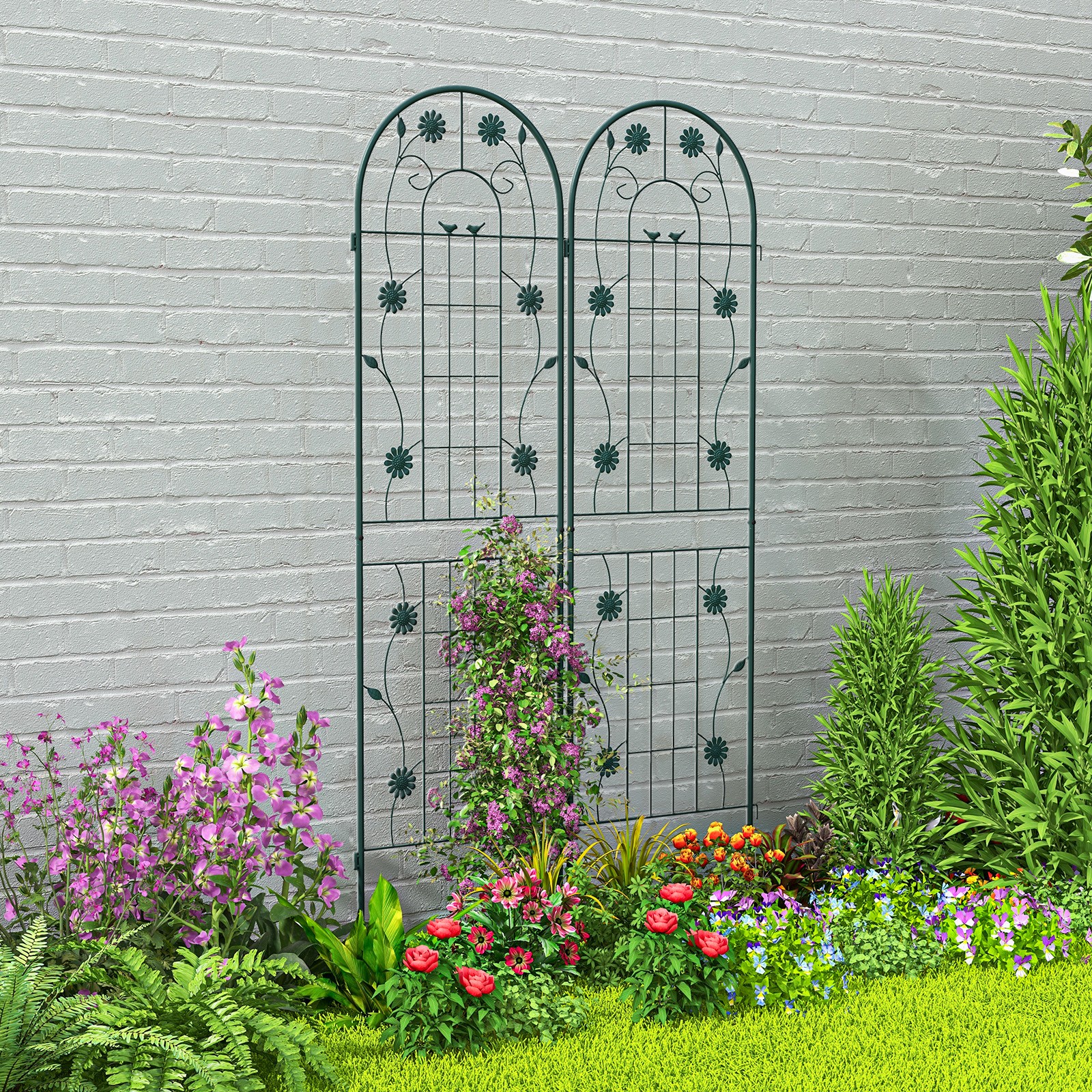 2 Pack 71" x 20" Metal Garden Trellis Rustproof Plant Support for Garden Yard