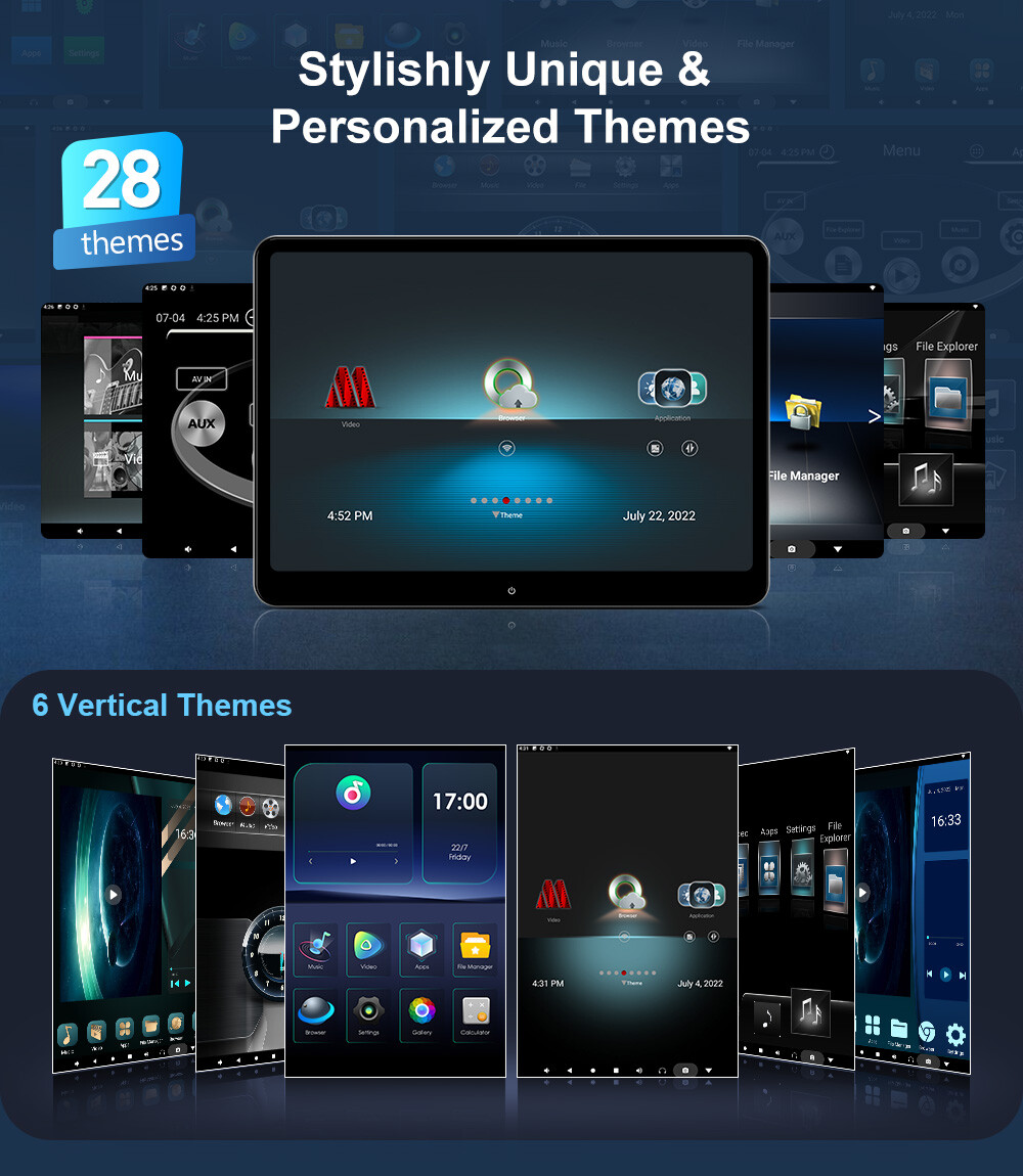 14" Android 64GB QHD Screen Car TV Backseat Headrest Monitor 4K WiFi +Headphones