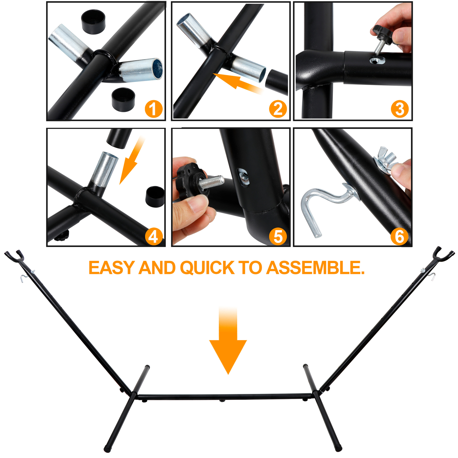 620lbs Capacity Steel Hammock Stand Adjustable Hooks 9FT 2 Person w/Carrying Bag