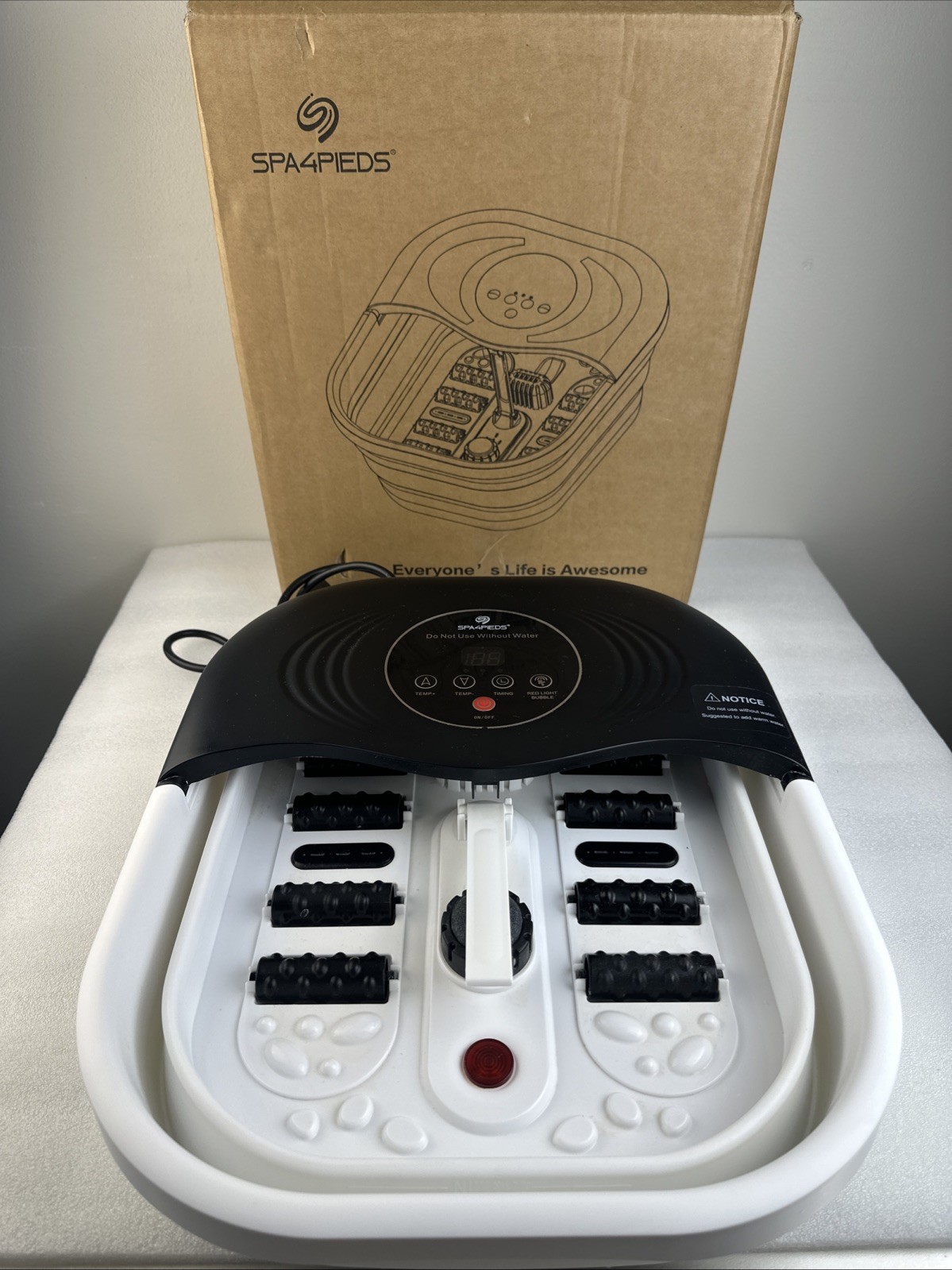 Collapsible Foot Spa with Heat, Bubble, Red Light & Temp Control - Foot Bath