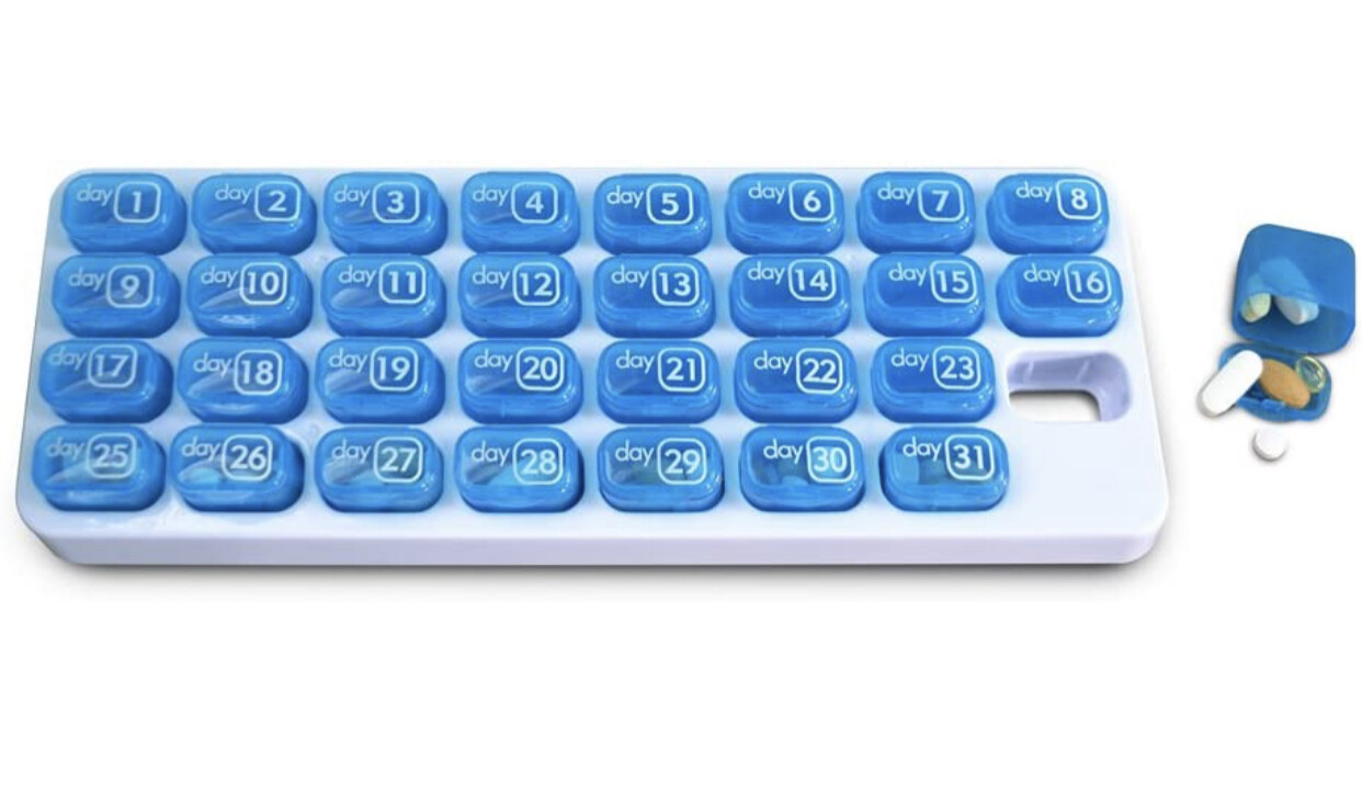 31 Day Monthly Pill Organizer Medication Pod Compartment Planner Box Travel Case