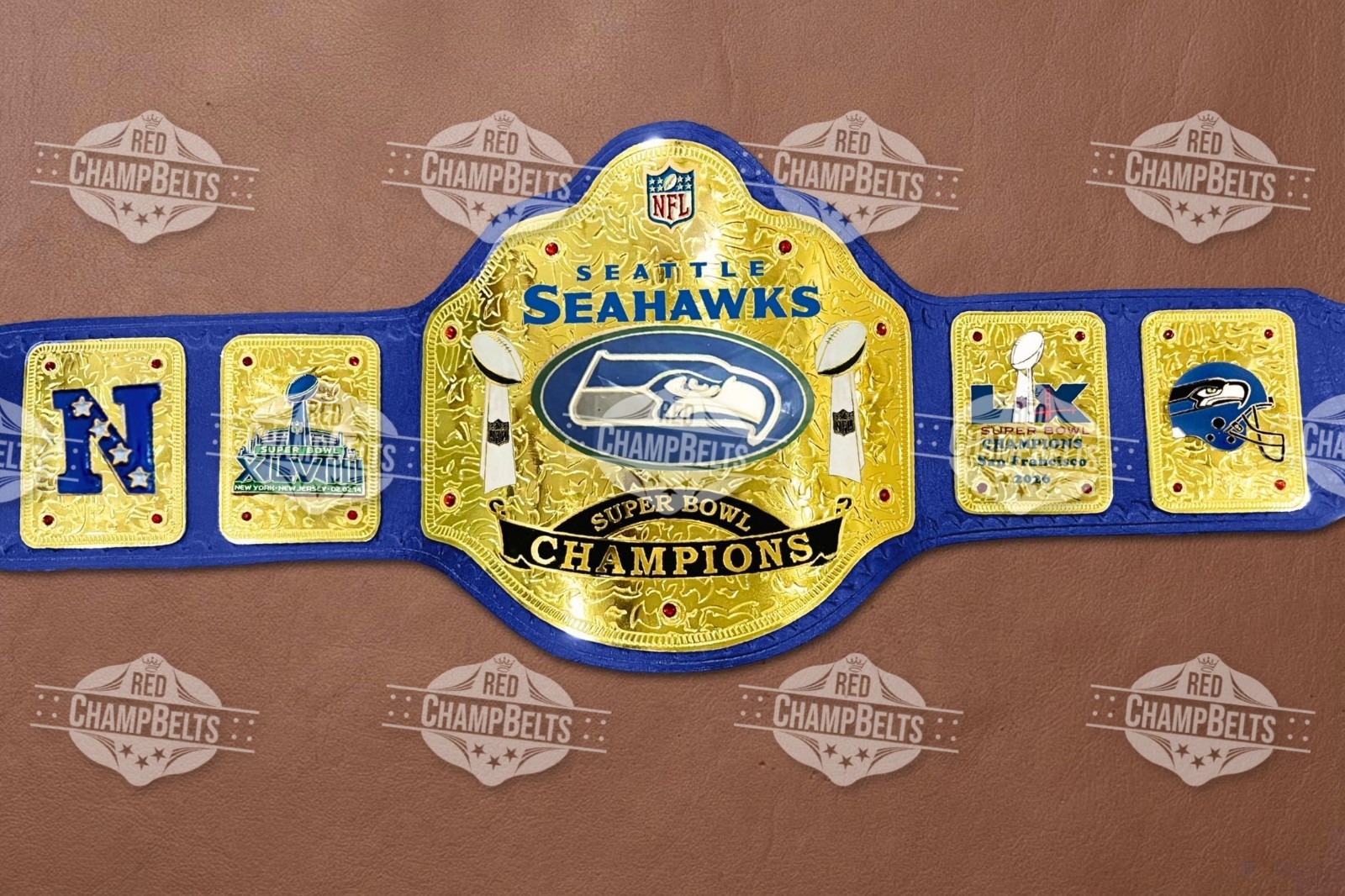 Seattle Seahawks NFL Championship Belt Adult Size 2mm Brass