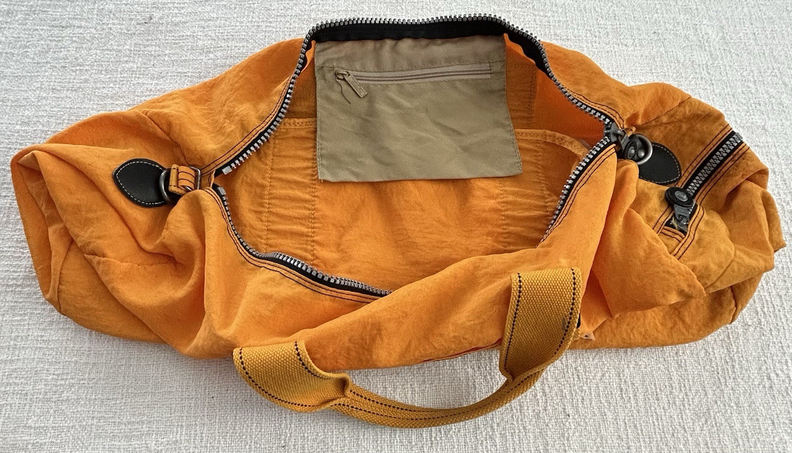 Classic Kipling Large nylon duffle bag Yellow 14” X 24” No Shoulder Strap