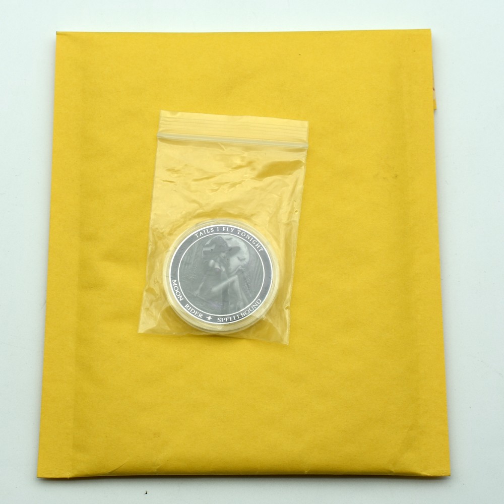 Tails I Fly Tonight Silver-Plated Coin | Witch & Moon Rider Spellbound Medal