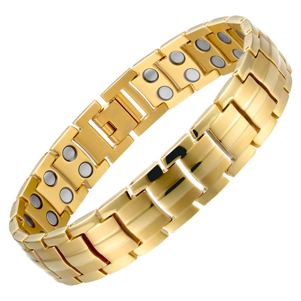 Gold Magnetic Bracelet Therapy Arthritis Pain Energy Balance Joy Great Gift Men