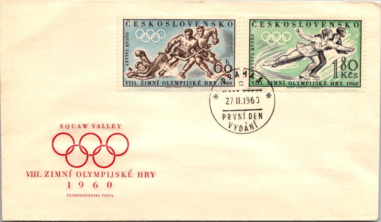 Czechoslovakia FDC 1960 Winter Olympics Squaw Valley CA - Prague - J33597