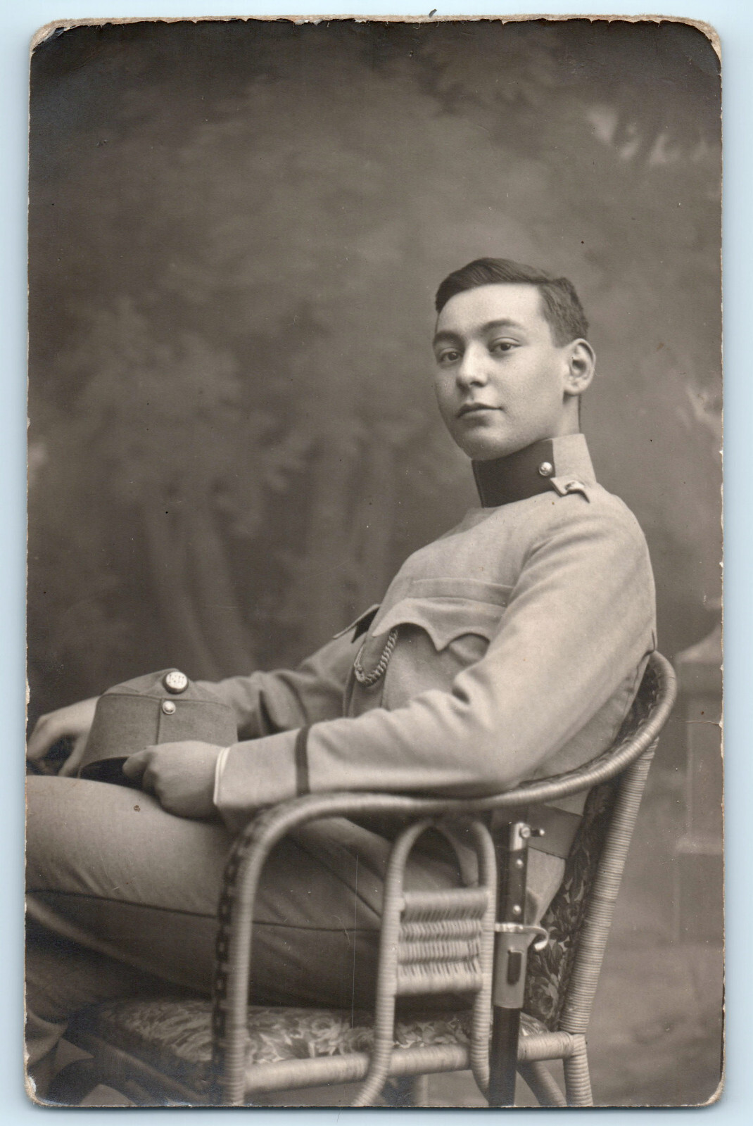 WWI Austro Hungarian With Bayonet Soldier Real Photo Postcard RPPC