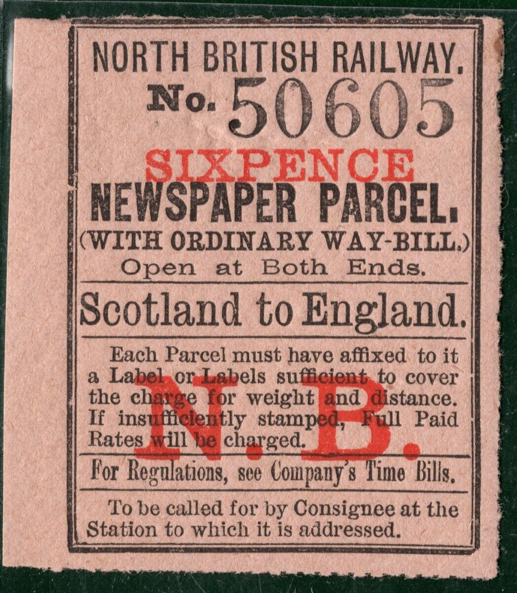 GB Scotland NORTH BRITISH RAILWAY QV Newspaper Parcel Stamp 6d *NBR* Mint BL2W32