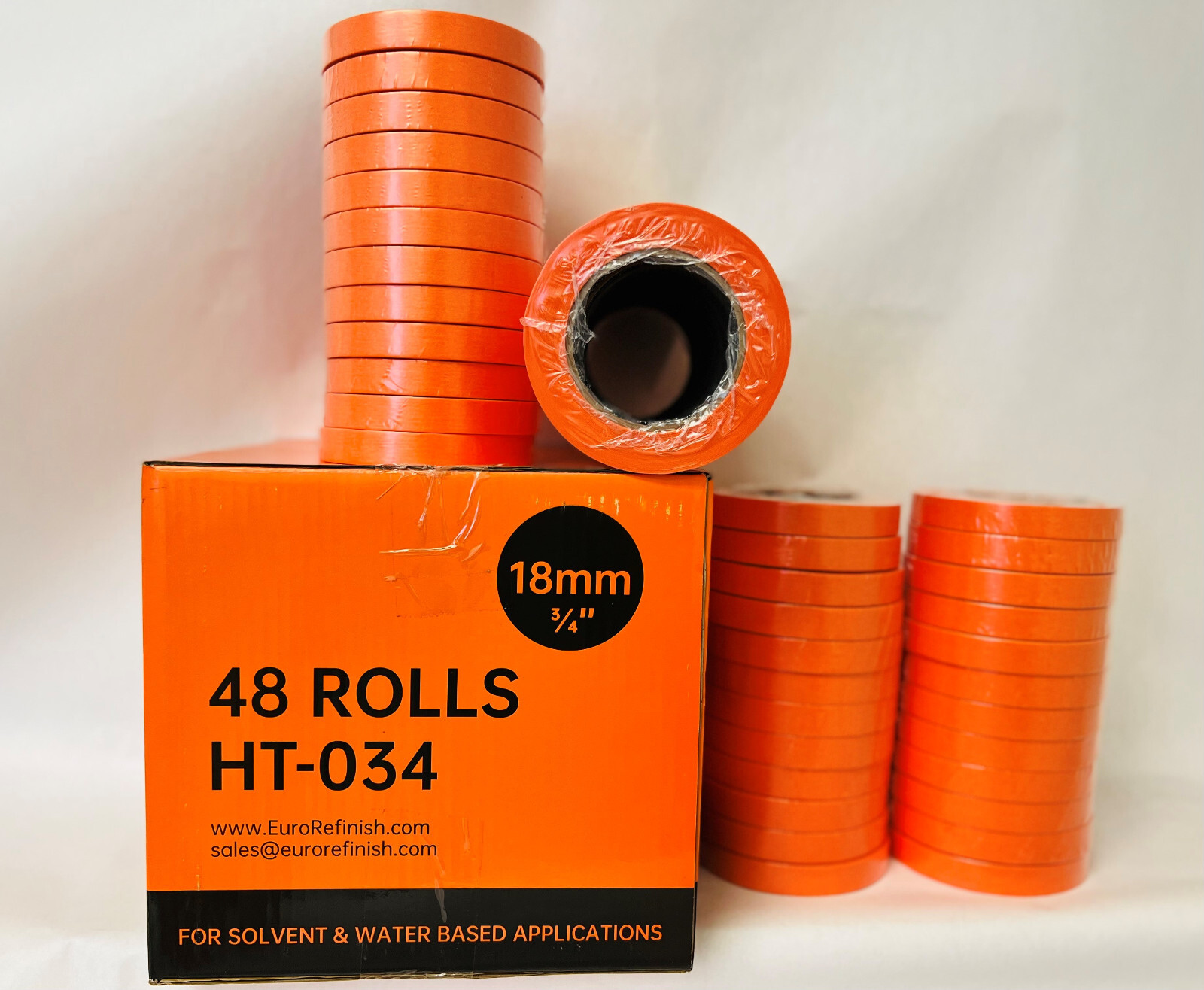 PREMIUM MASKING TAPE Orange 3/4 inch  (48 Rolls) 4 sleeves Automotive Bodyshop