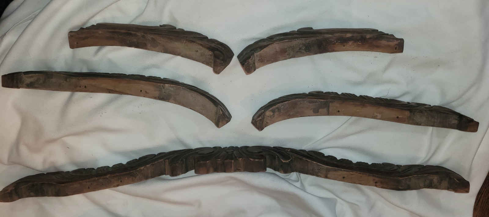 Antique 19th Century Hand Carved Architectural Scrollwork, Salvaged Sofa Apron